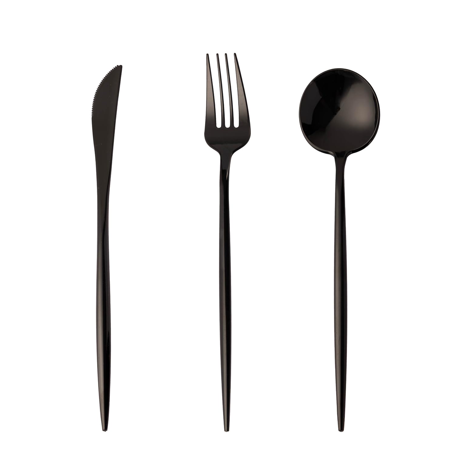 180-Piece Heavy Duty Black Plastic Silverware Set - 60 Forks, 60 Spoons & 60 Knives - Durable Disposable Cutlery for Parties, Weddings, BBQs & Catering Events - Perfect for Birthday Celebrations, Picnics & Office Gatherings