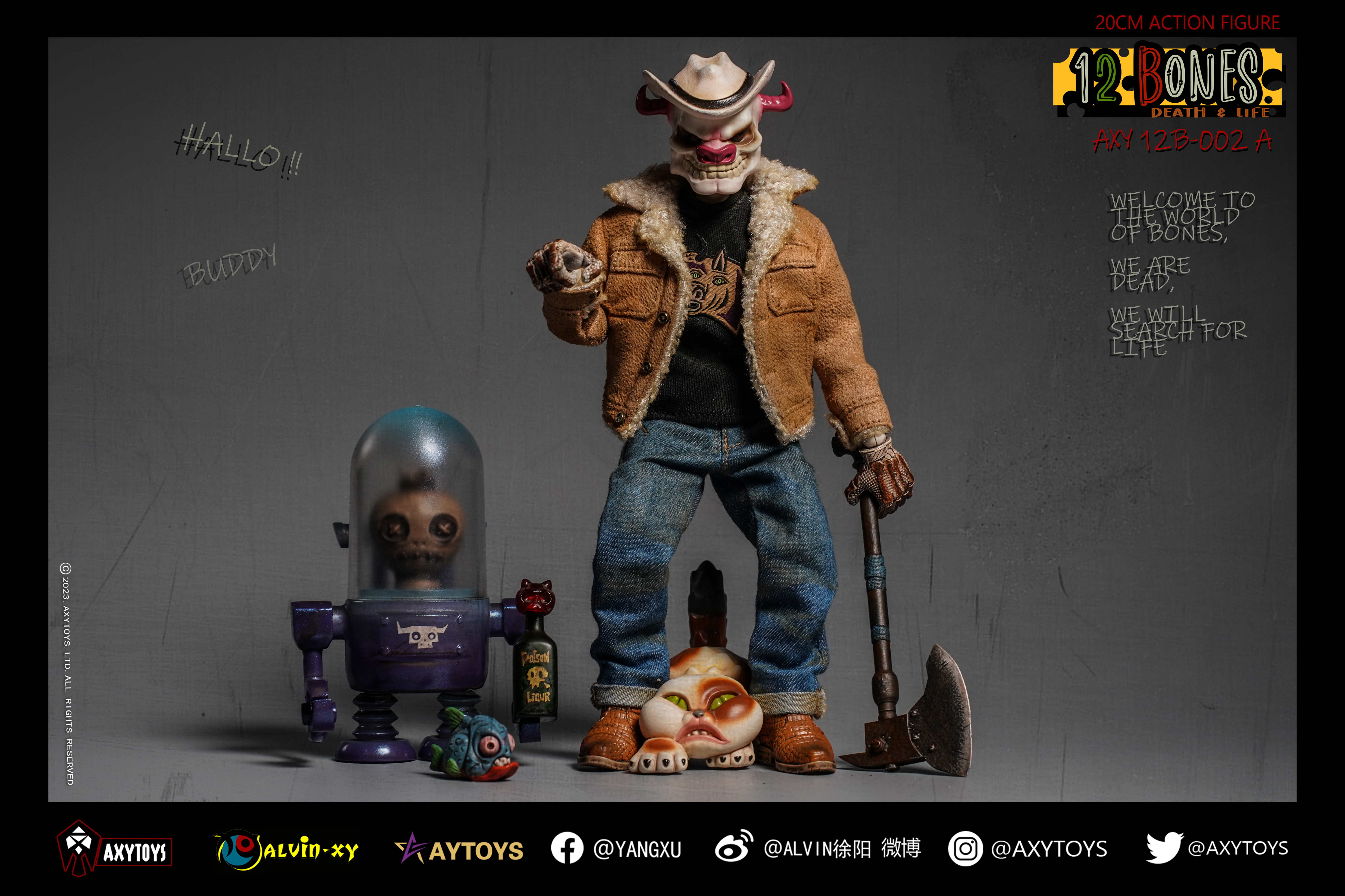 AxyToys 1/12 Scale 20CM Action Figure - 12 Bones Stories Mice & Cowboy Collectible Toy for Display & Role Play | Perfect for Collectors, Gift Giving & Diorama Scenes