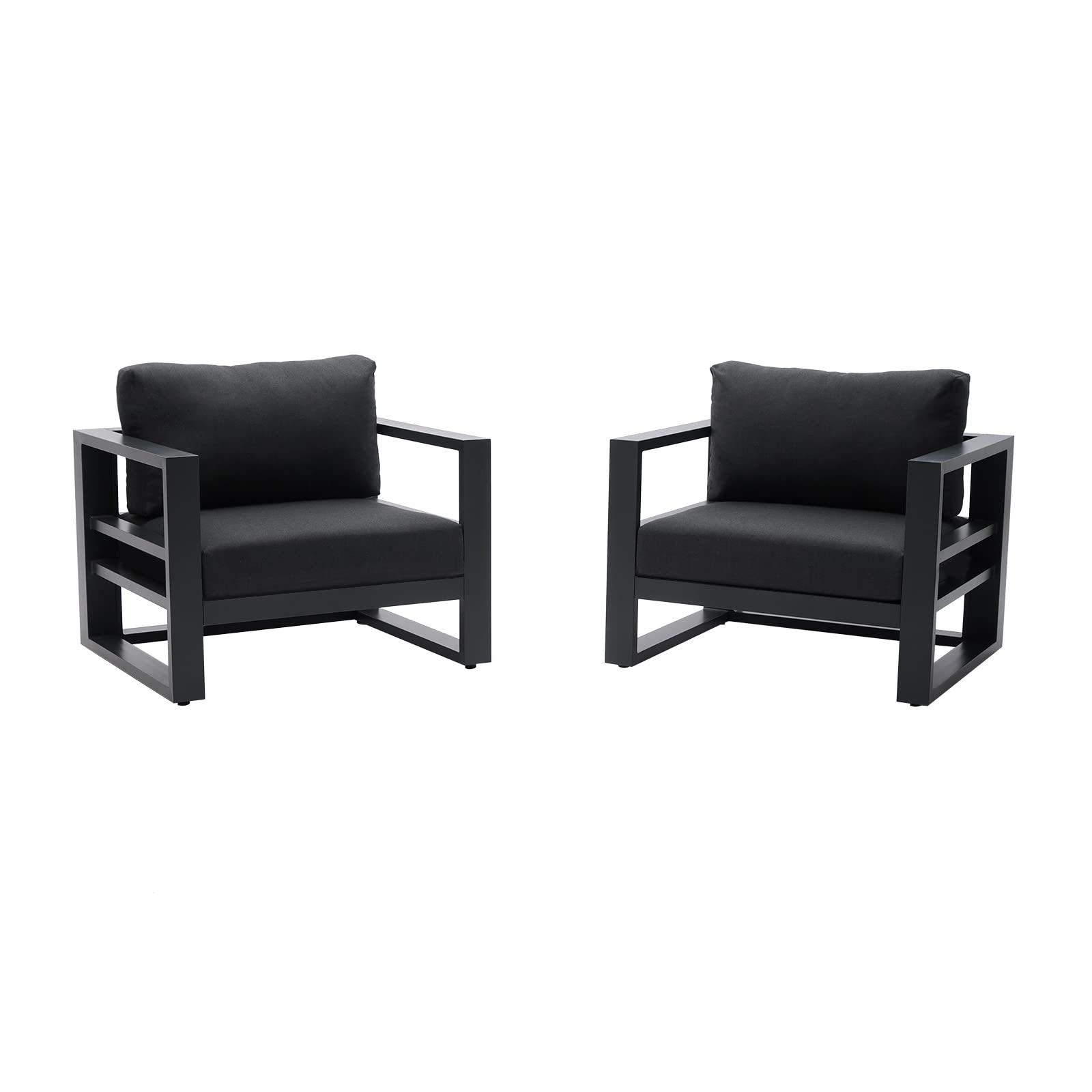 LebenLiebe 2-Piece Outdoor Patio Furniture Set - Aluminum All-Weather Armchairs with Dark Gray Cushions, Perfect for Garden, Poolside & Backyard Relaxation
