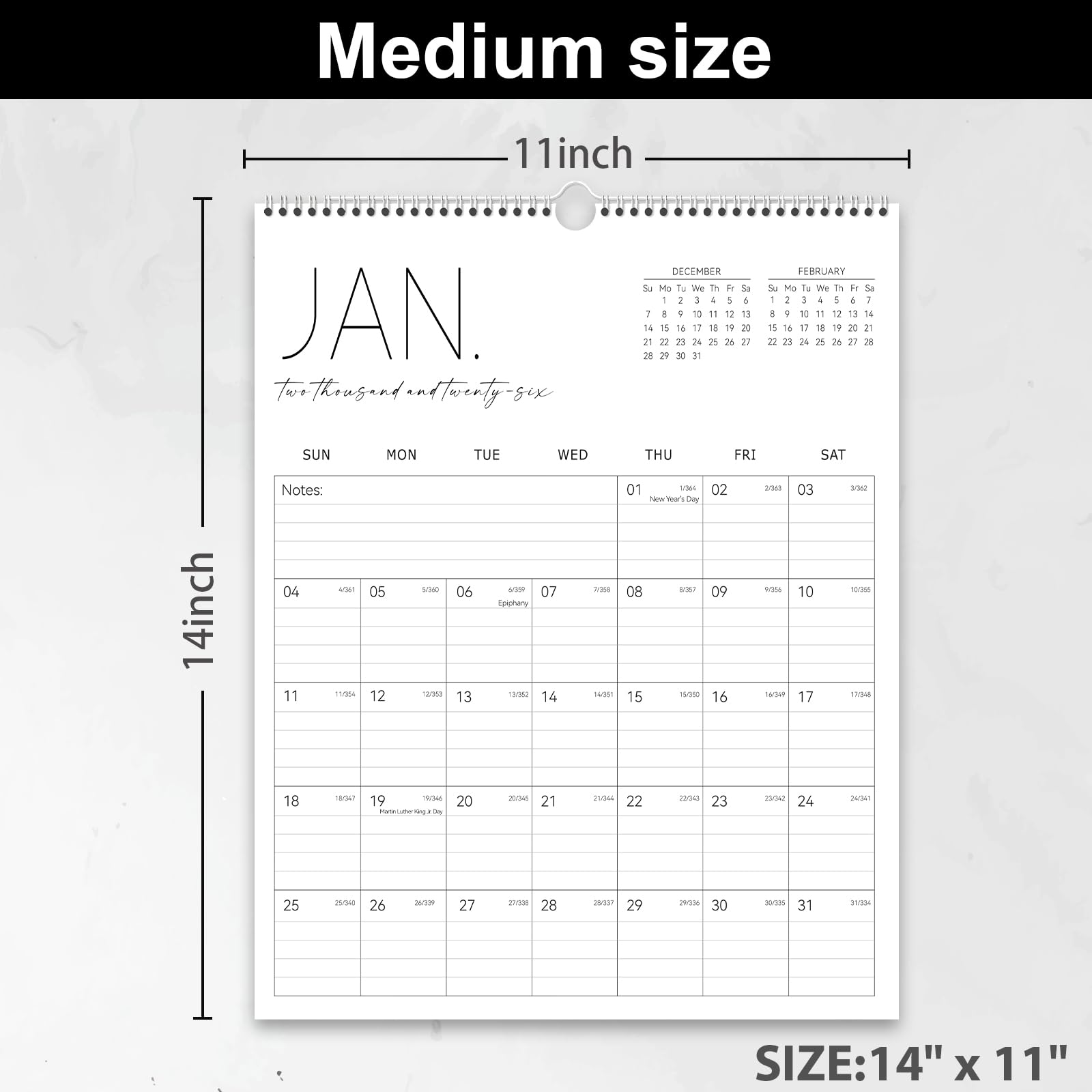 Guasslee 2025-2026 Wall Calendar | 19-Month Spiral Bound Vertical Planner (June 2025 - December 2026) | 14