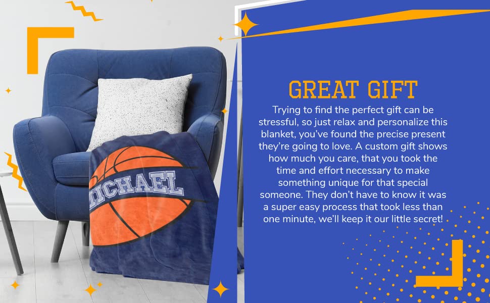 Custom Basketball Fleece & Sherpa Throw Blanket for Kids - Personalized Youth Basketball Blanket for Boys & Girls, Toddler Indoor/Outdoor Use - Perfect for Mini Hoop Fans, Game Day, Bedroom Decor & Cozy Gift