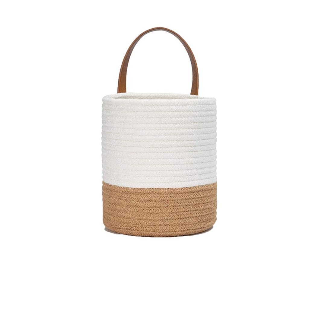 MGWYE Wall-Mounted Hanging Planter - Handwoven Rattan Style Flower Pot Basket for Indoor/Outdoor Plants (Small, Beige) - Perfect for Home Decor, Balcony Gardens & Office Spaces
