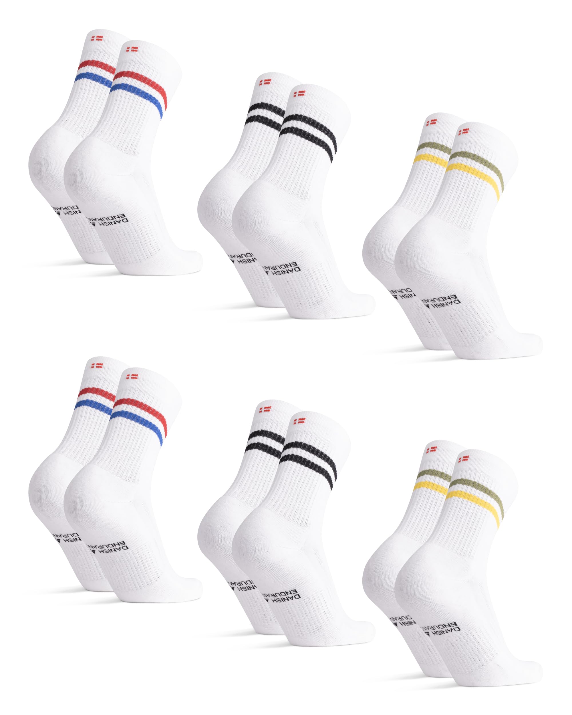**DANISH ENDURANCE Athletic Tennis Socks for Women & Men – Performance Crew Socks, Breathable & Durable – 3 or 6-Pack – Ideal for Running, Sports & Daily Wear**