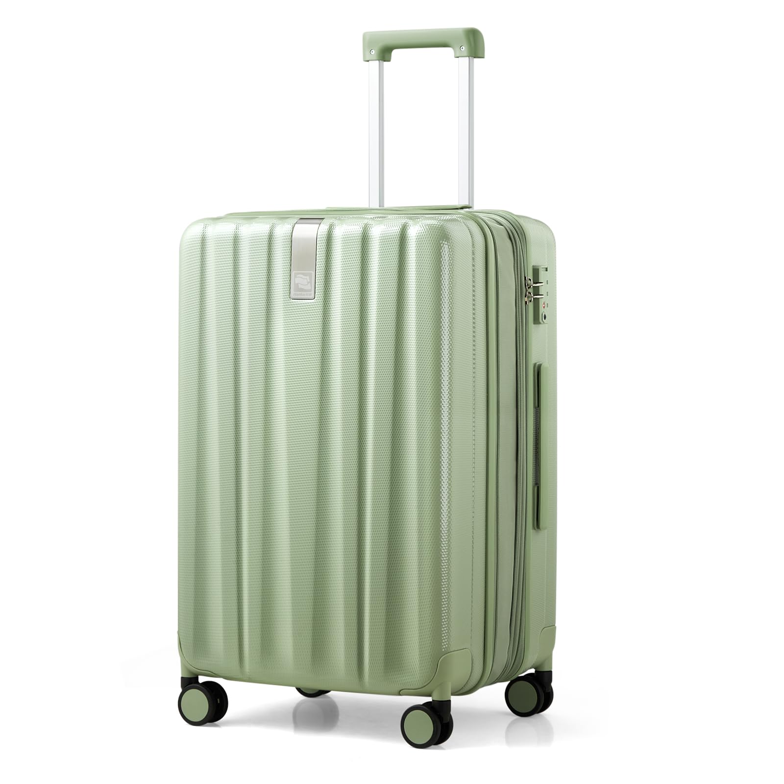 Hanke 24 Inch Expandable Lightweight PC Hard Shell Suitcase with Wheels - Large Checked Luggage for Travel, College, University (Bamboo Green) | Durable Rolling Suitcase for Airplane Trips & Student Move-In