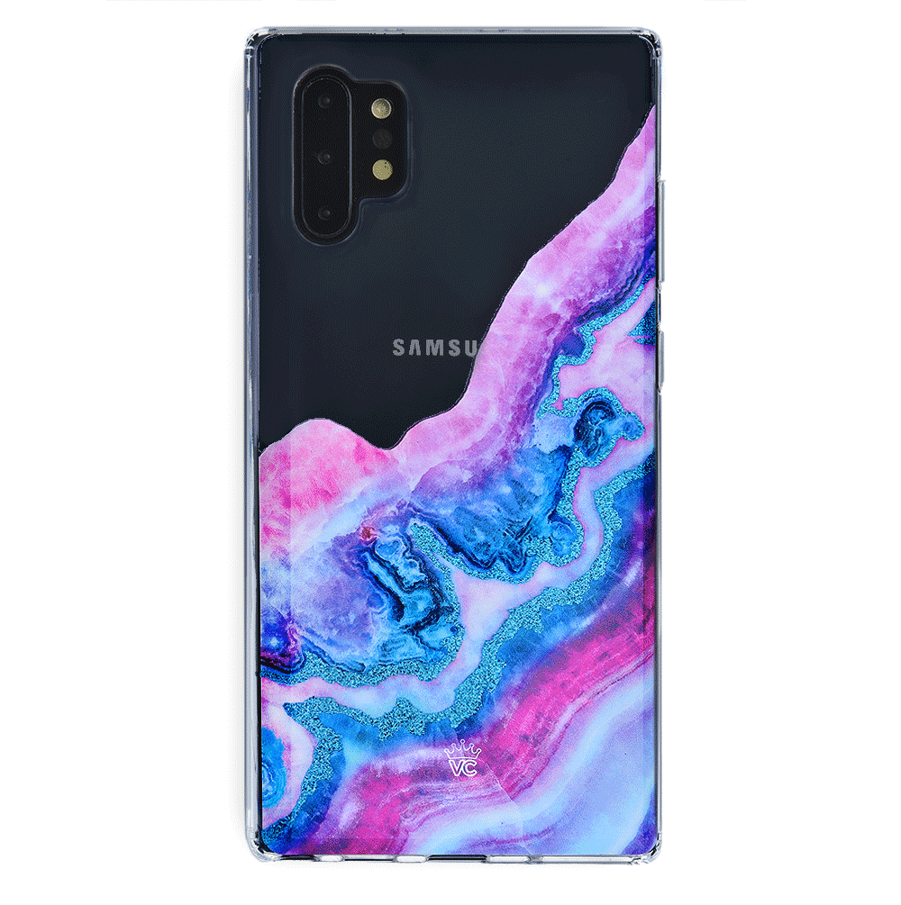Sparkling Geode Glitter Clear Phone Case for Samsung Galaxy S21/S20/Note 20 - Shatterproof Protective Cover with Crystal Design for Everyday Style & Protection