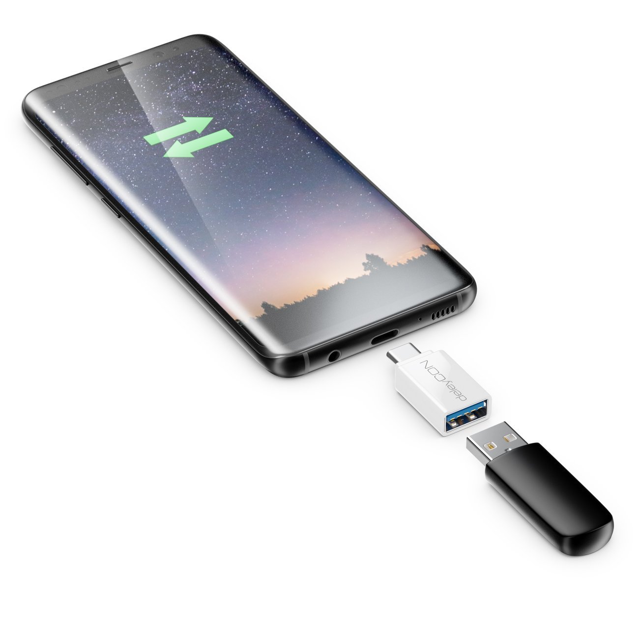 deleyCON USB-C to USB 3.0 Adapter (2 Pack) - 5Gbps High-Speed OTG Converter for iPhone 16/15, Galaxy S25/S24, MacBook, iPad, iMac - Compatible with Thunderbolt 3/4, Surface, Laptops, Tablets - White | Perfect for Data Transfer & Charging on the Go