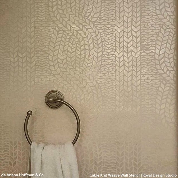 Chunky Cable Knit Wall Stencil - DIY Home Decor for Cozy Living Room, Bedroom, and Nursery - Perfect for Farmhouse, Rustic, and Boho Style Walls