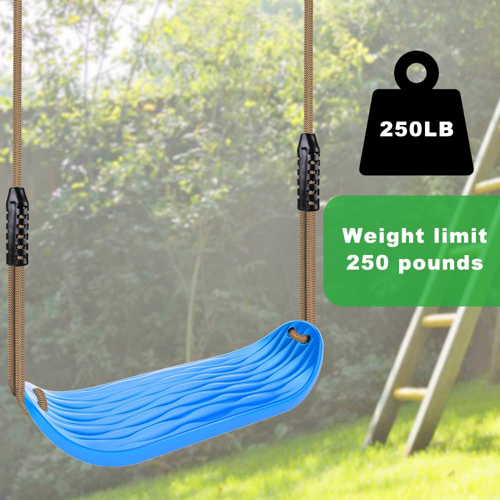 **SELEWARE Heavy Duty Non-Slip Plastic Swing Seat – Adjustable Rope & Carabiners for Kids & Adults – Indoor/Outdoor Playground Swing Replacement – Blue (2 Pack) – Perfect for Backyard, Park & Play Areas**