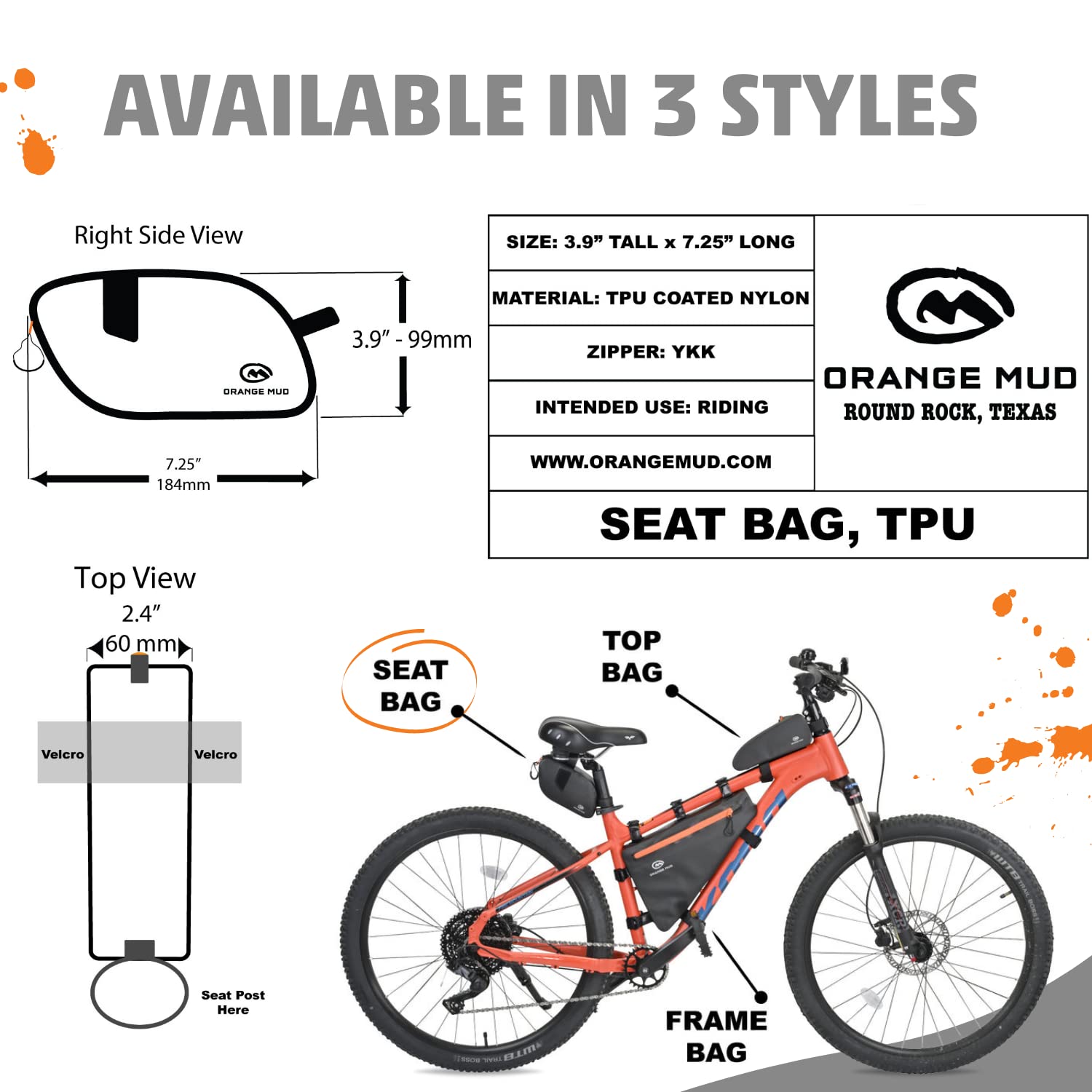 Orange Mud Bicycle Seat Bag - Waterproof TPU Welded Cycling Storage Pack for Road & Mountain Bikes | Perfect for Long Rides, Commuting & Bike Tours
