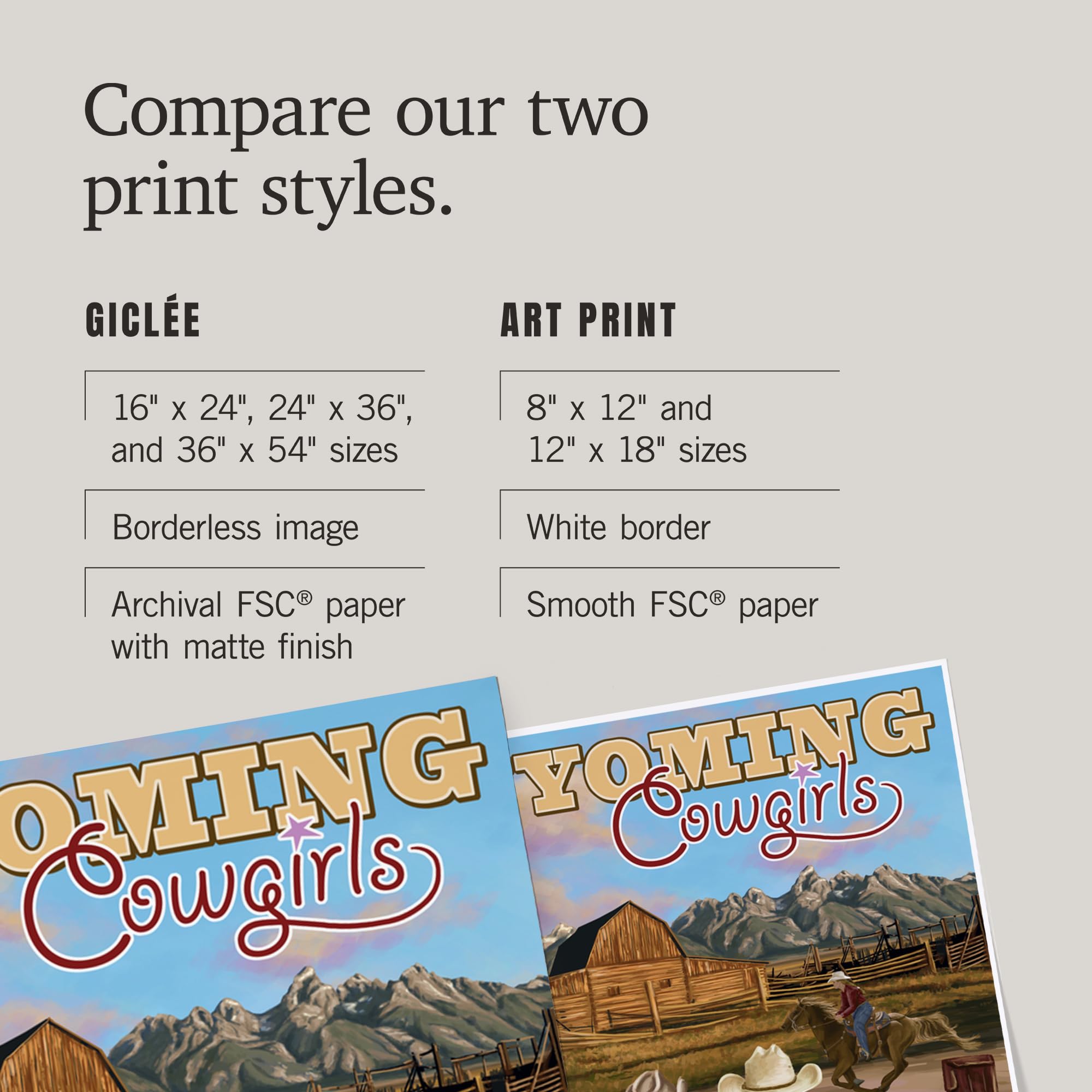 Wyoming Cowgirls 16x24 Inch Giclee Art Print - Premium Wall Decor for Western Home & Ranch Style Interior Design