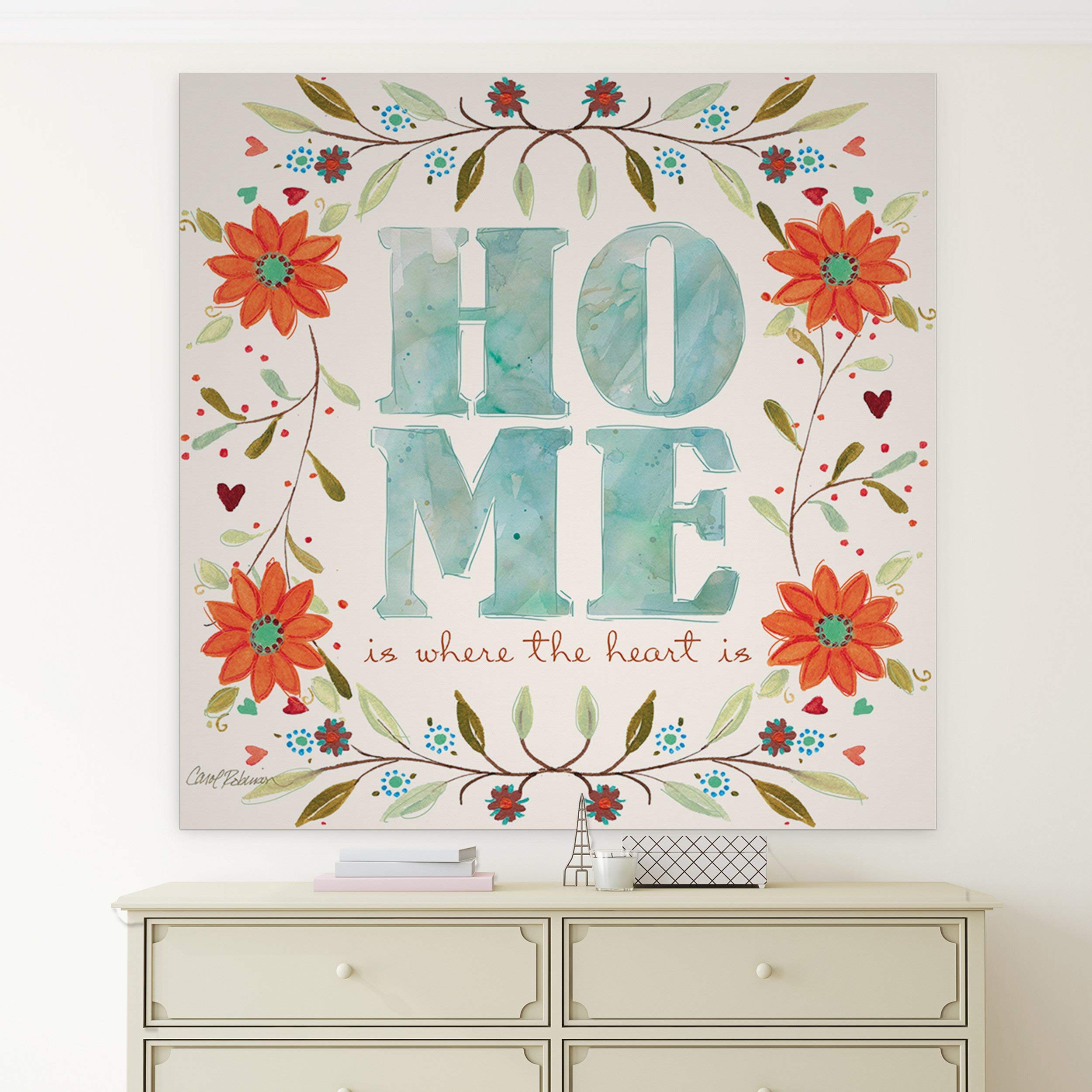 Wexford Home 'Garden Sketch' Gallery Wrapped Canvas Wall Art - 24x24 Inches, Modern Botanical Decor for Living Room, Bedroom & Office