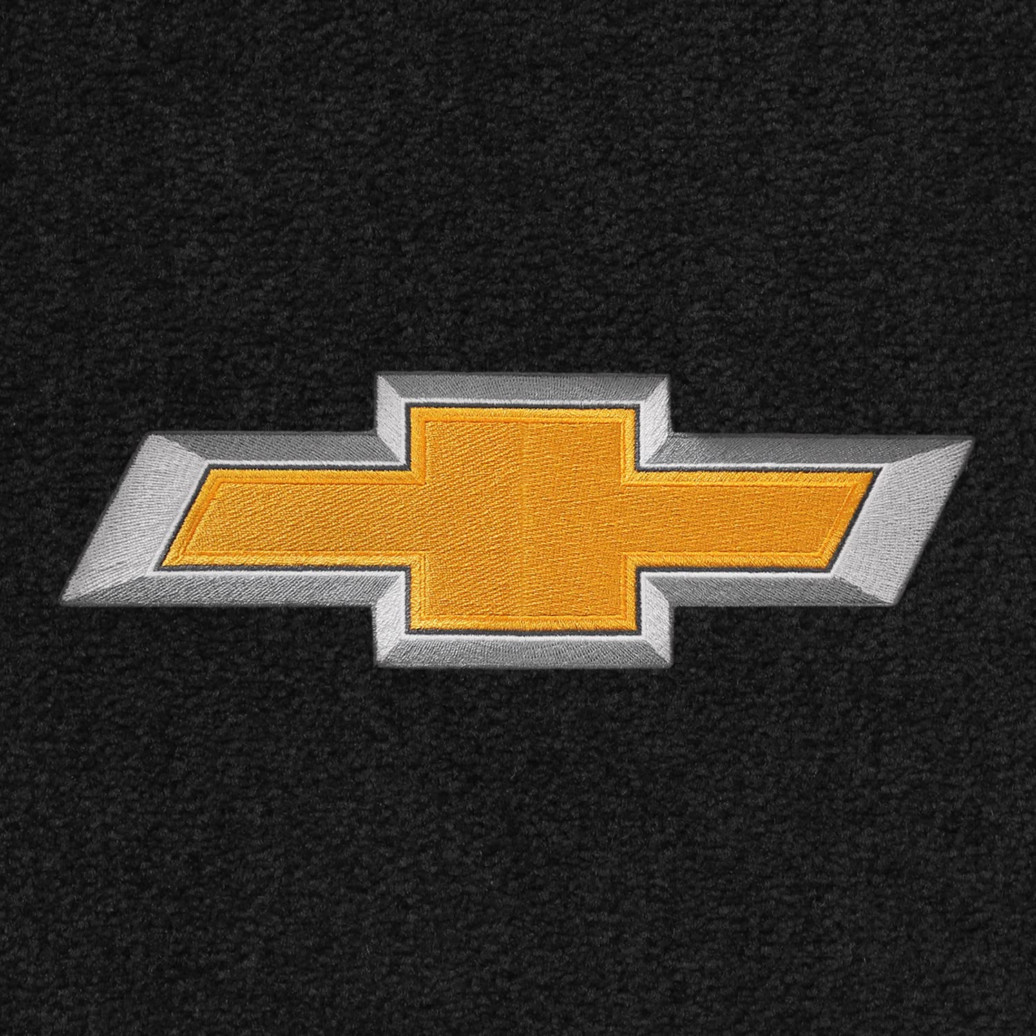 Premium Custom-Fit Carpeted Floor Mats for Chevy Traverse 2018-2023 - 4-Piece Set with 2nd Row Captain's Chairs - Charcoal with Gold Bowtie Logo - Luxury Car Floor Liners for Comfort & Protection - Ideal for Daily Commutes, Road Trips and Family Travel