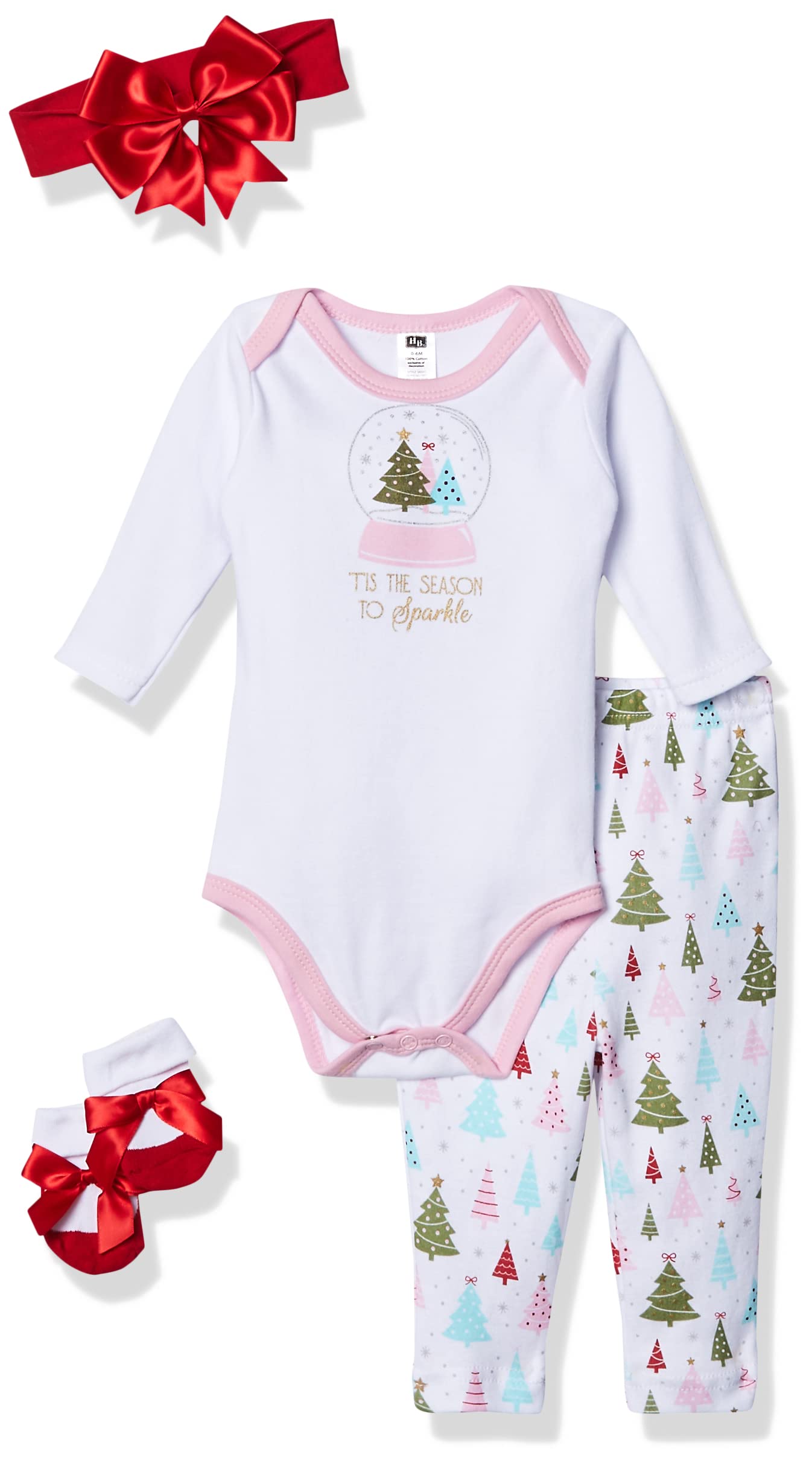 Hudson Baby Unisex Holiday Box Set - 3-Piece Christmas Outfit for Newborns & Toddlers | Perfect for Family Photos, Holiday Parties & Gifts