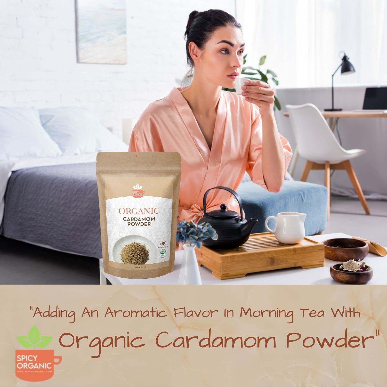 Organic Cardamom Powder 10 LBS (160 oz) - USDA Certified, Non-GMO, Vegan - Perfect for Coffee Flavoring, Baking, Cooking & Tea - Bulk Spice for Indian, Middle Eastern & Scandinavian Cuisine - Ideal for Home Chefs & Commercial Kitchens