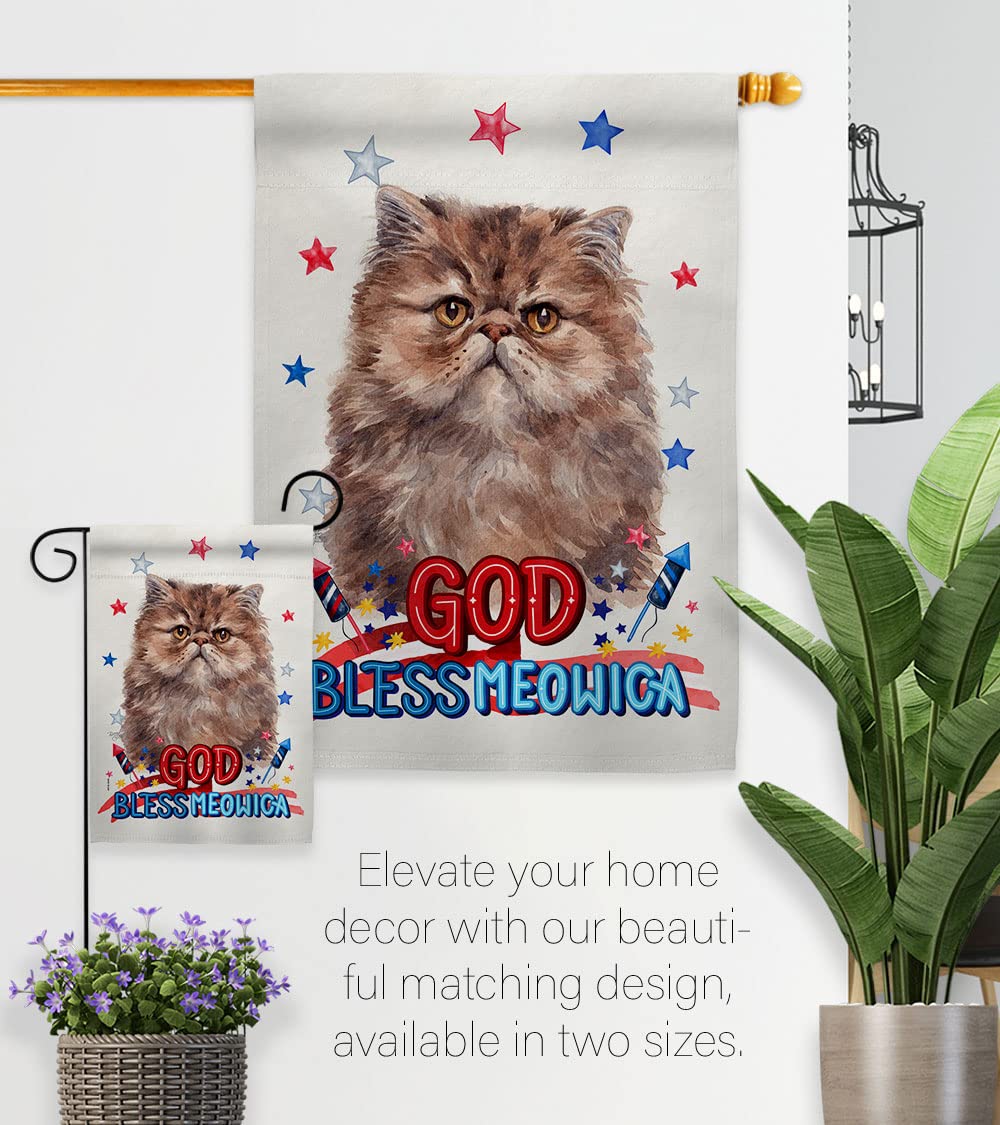 Patriotic Persian Cat Garden Flag Set - Double-Sided Pet Decor for Yard
