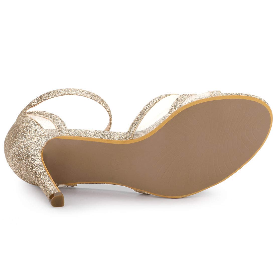 Allegra K Women's Glitter Ankle Strap Stiletto Heels Sandals - Sexy High Heel Dress Shoes for Party, Wedding & Evening Events