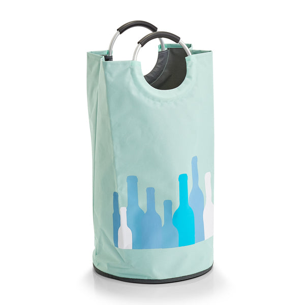 Stylish Mint Polyester Bottle Hamper with Handles - Perfect for Laundry, Storage, and Organizing in Bedroom, Bathroom, or Nursery