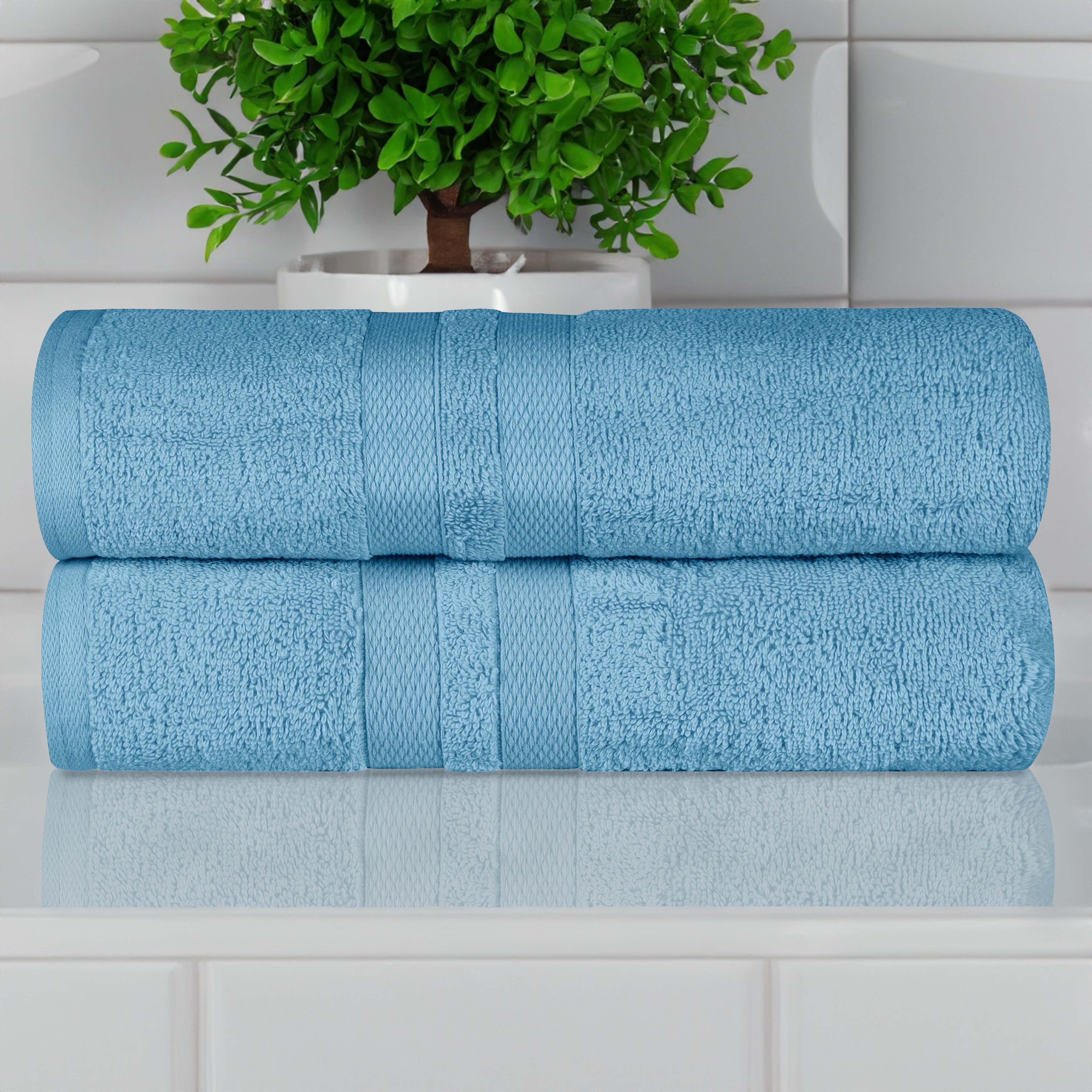 Ultra Soft 100% Cotton Quick Dry Bath Towels Set of 2 - Absorbent & Plush for Bathroom, Spa, Pool, Gym & Beach Use