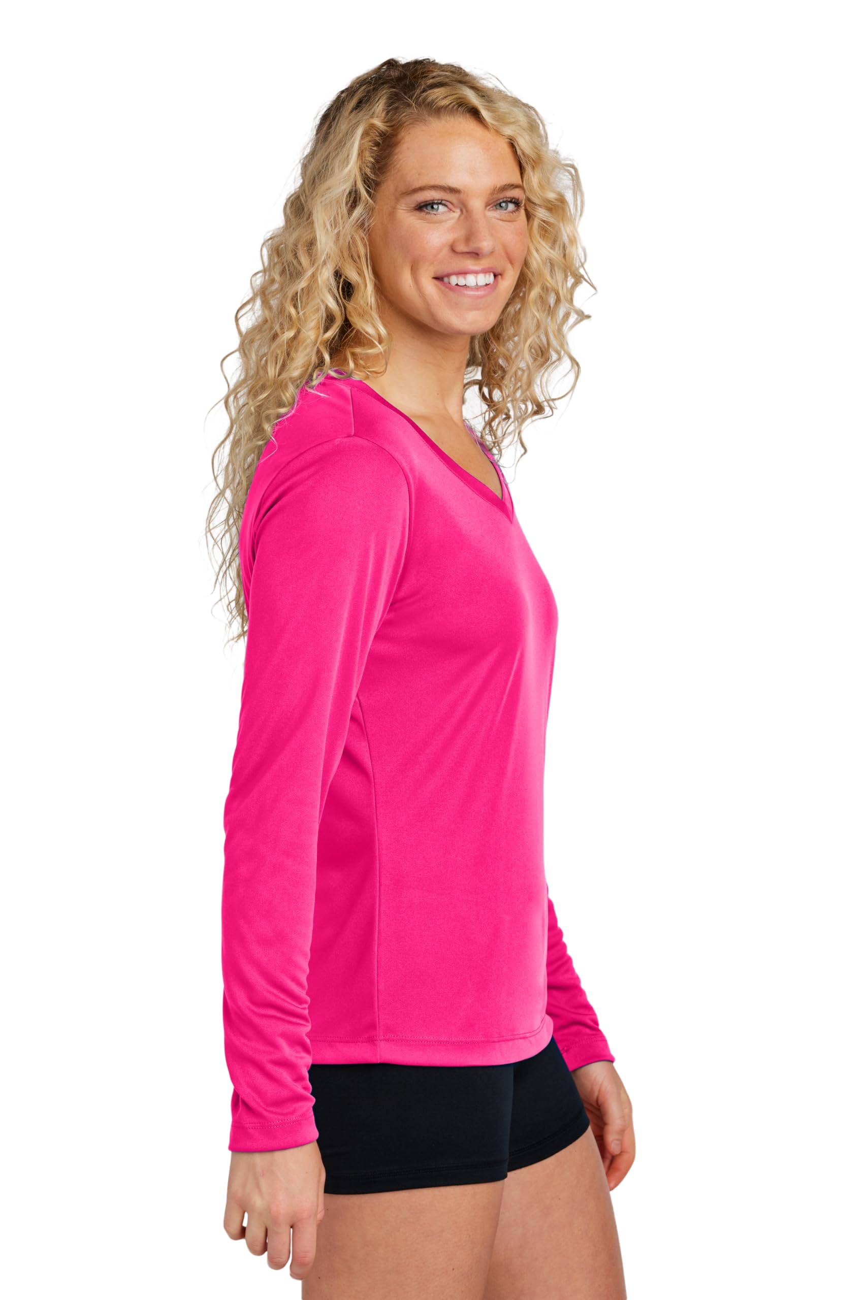 Women's Long Sleeve V-Neck Workout Tops - Gym & Yoga Shirts (Plus Sizes)
