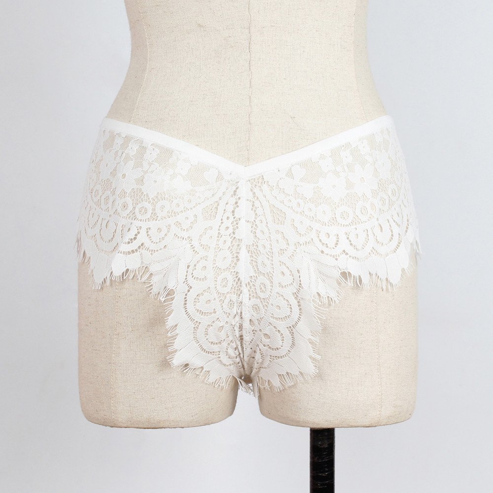 Sexy Lace G-String Thong Panties for Women - Comfortable Lingerie Briefs in White (Size S) | Perfect for Valentine's Day, Honeymoon & Romantic Nights