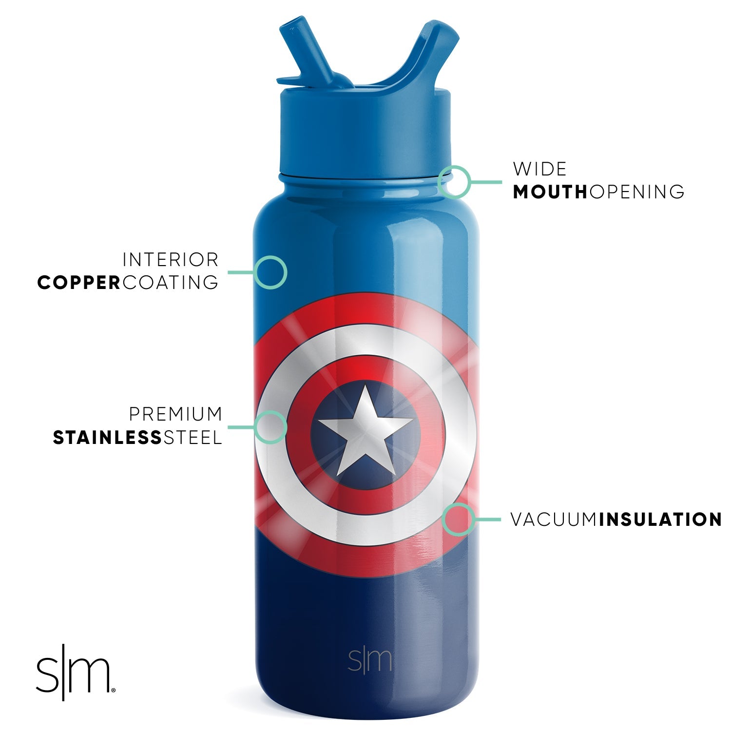 Marvel Summit Water Bottle - Insulated Stainless Steel Thermos for Hot & Cold Drinks - Perfect for Hiking, Gym, and Outdoor Adventures