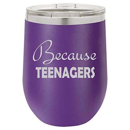 12 oz Double Wall Vacuum Insulated Stainless Steel Wine Tumbler - Stemless Coffee Travel Mug with Leak-Proof Lid - BPA Free, Keeps Drinks Hot/Cold for Hours - Perfect for Office, Commuting, Camping & Gifts (Purple)