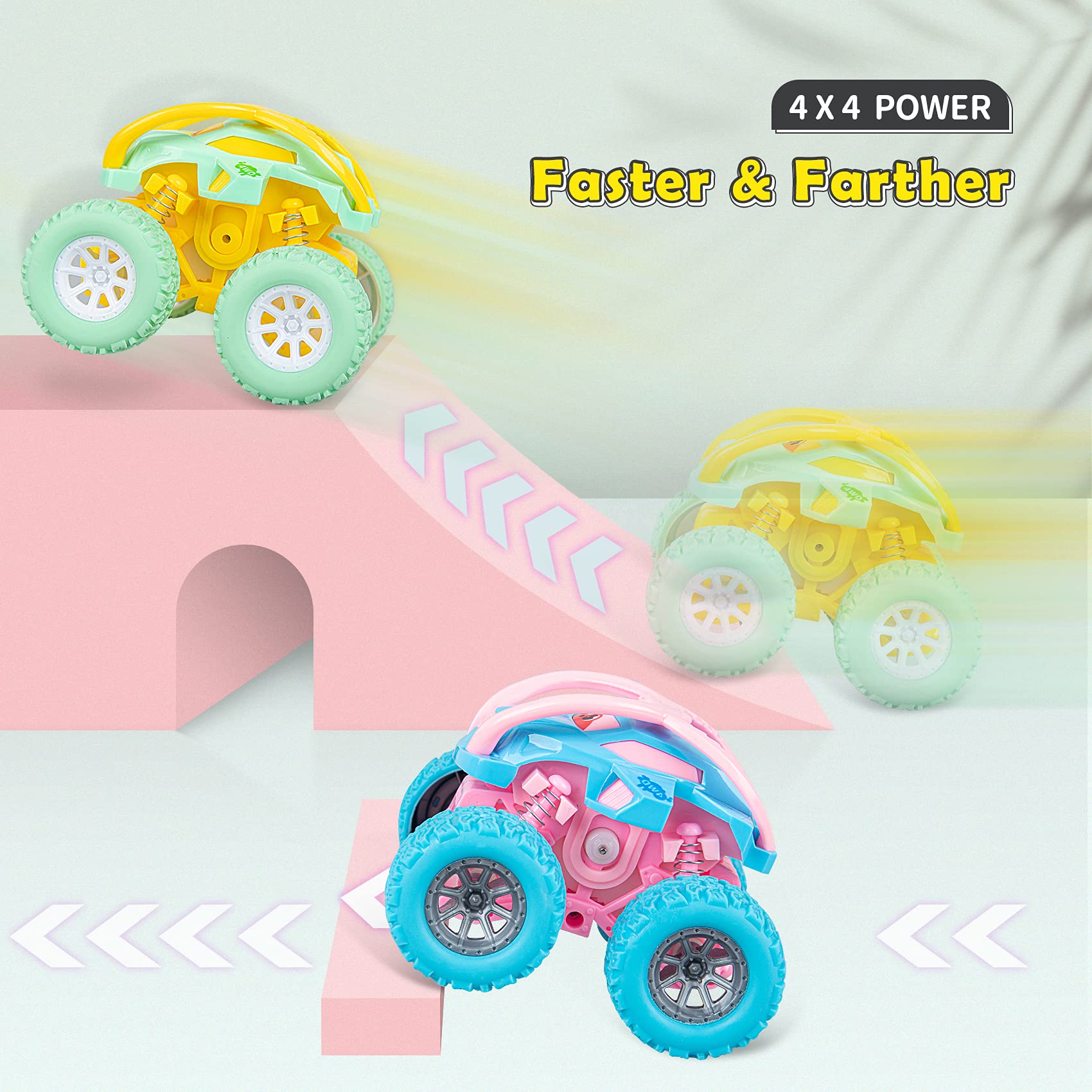 Pull Back Monster Trucks Toys for Toddlers Age 2-6 - Fun Car Toys for Boys & Girls Birthday Gifts - Perfect for Indoor Play, Outdoor Adventures & Preschool Learning Activities