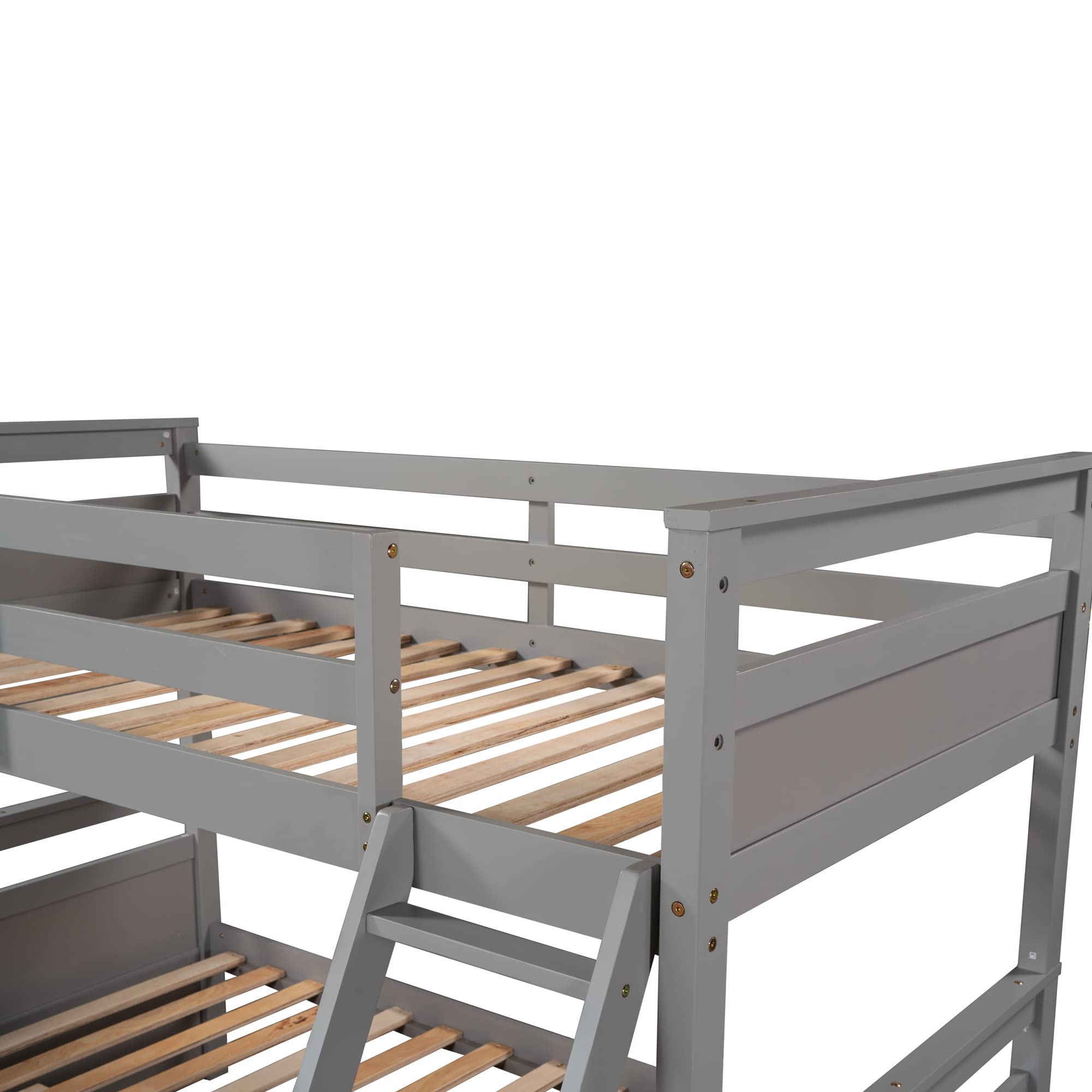 Solid Wood Twin Over Full Bunk Bed with Storage - Convertible to 2 Beds for Kids & Adults - Space-Saving Bedroom Solution