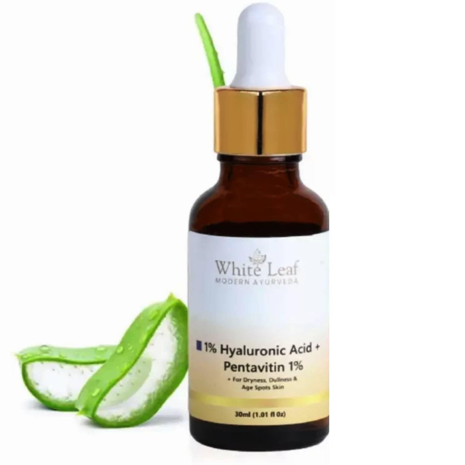 White Leaf 1% Hyaluronic Acid Serum for Face (30ml) - Vegan Moisturizing & Hydrating Facial Serum with Aloe Vera & Glycerin | Paraben & Sulfate Free | Plumps Skin & Reduces Wrinkles | Perfect for Dry Skin & Daily Skincare Routine