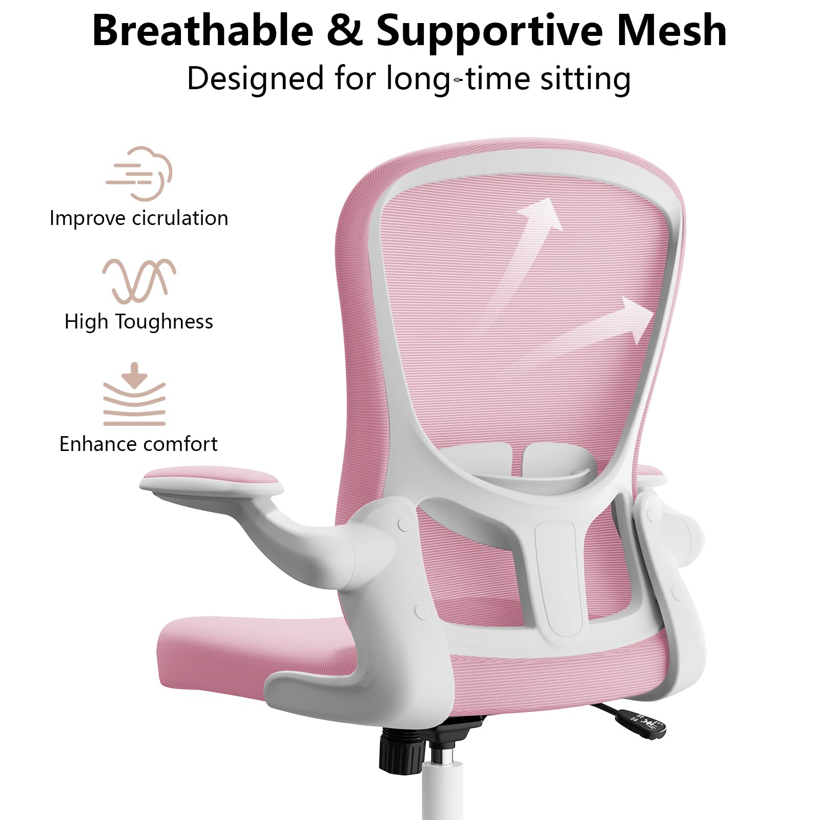 Ergonomic Office Chair with Lumbar Support - Adjustable Height, Breathable Mesh & Flip-Up Arms - Comfortable Swivel Task Chair for Home & Office - Perfect for Long Work Hours, Gaming & Study Sessions