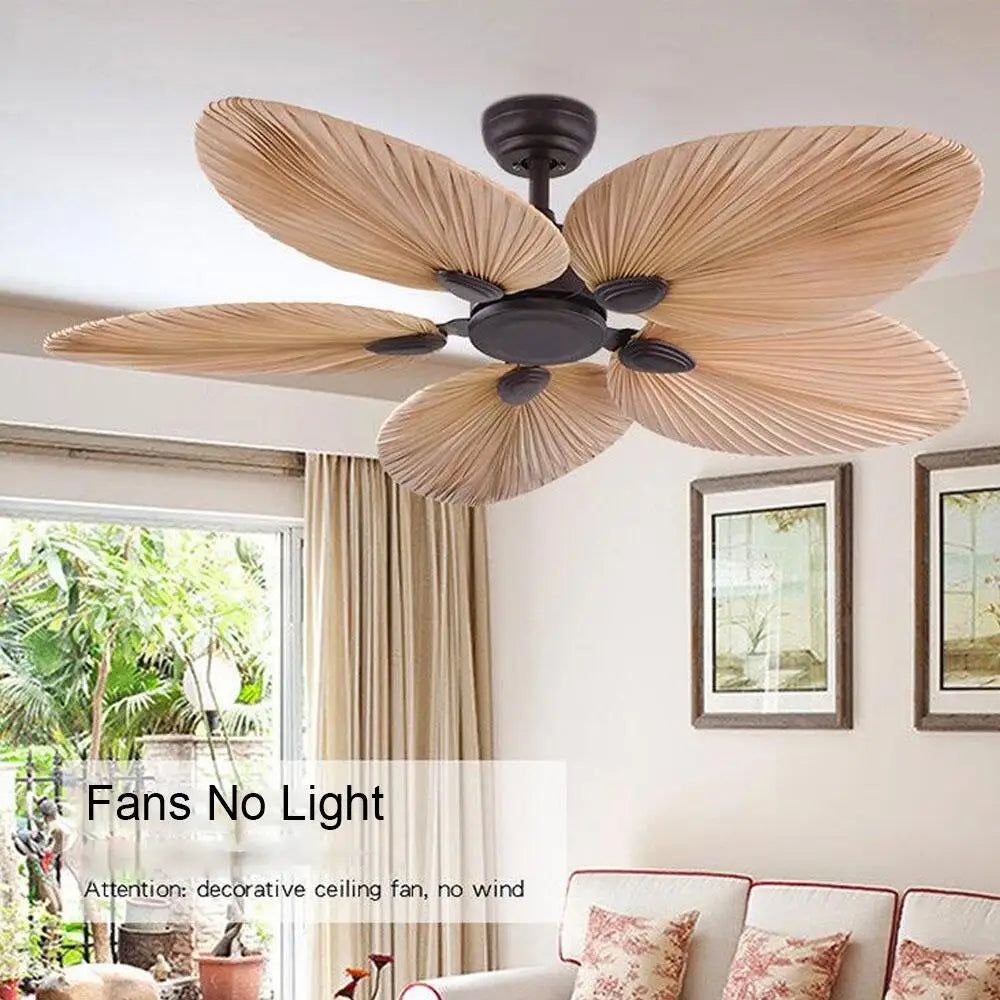 Stylish Palm Leaf Ceiling Fan - Modern Designer Indoor/Outdoor Ceiling Fan with Remote Control - Perfect for Living Room, Bedroom, Patio & Tropical Decor