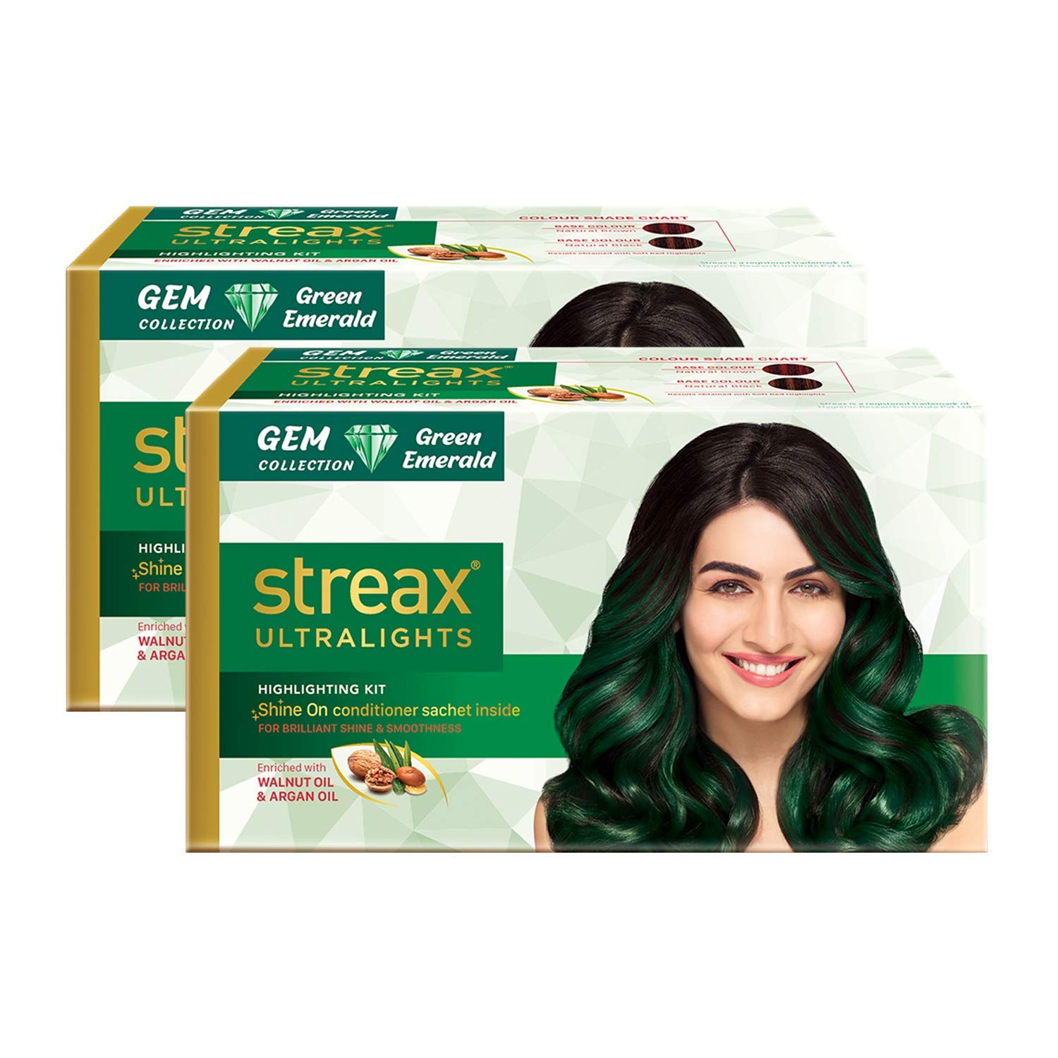Streax Ultralights Hair Color Highlighting Kit - Green Emerald (60ml) with Walnut & Argan Oil for Women & Men | Long-Lasting Highlights & Shine On Conditioner | Perfect for DIY Salon-Style Hair Coloring at Home