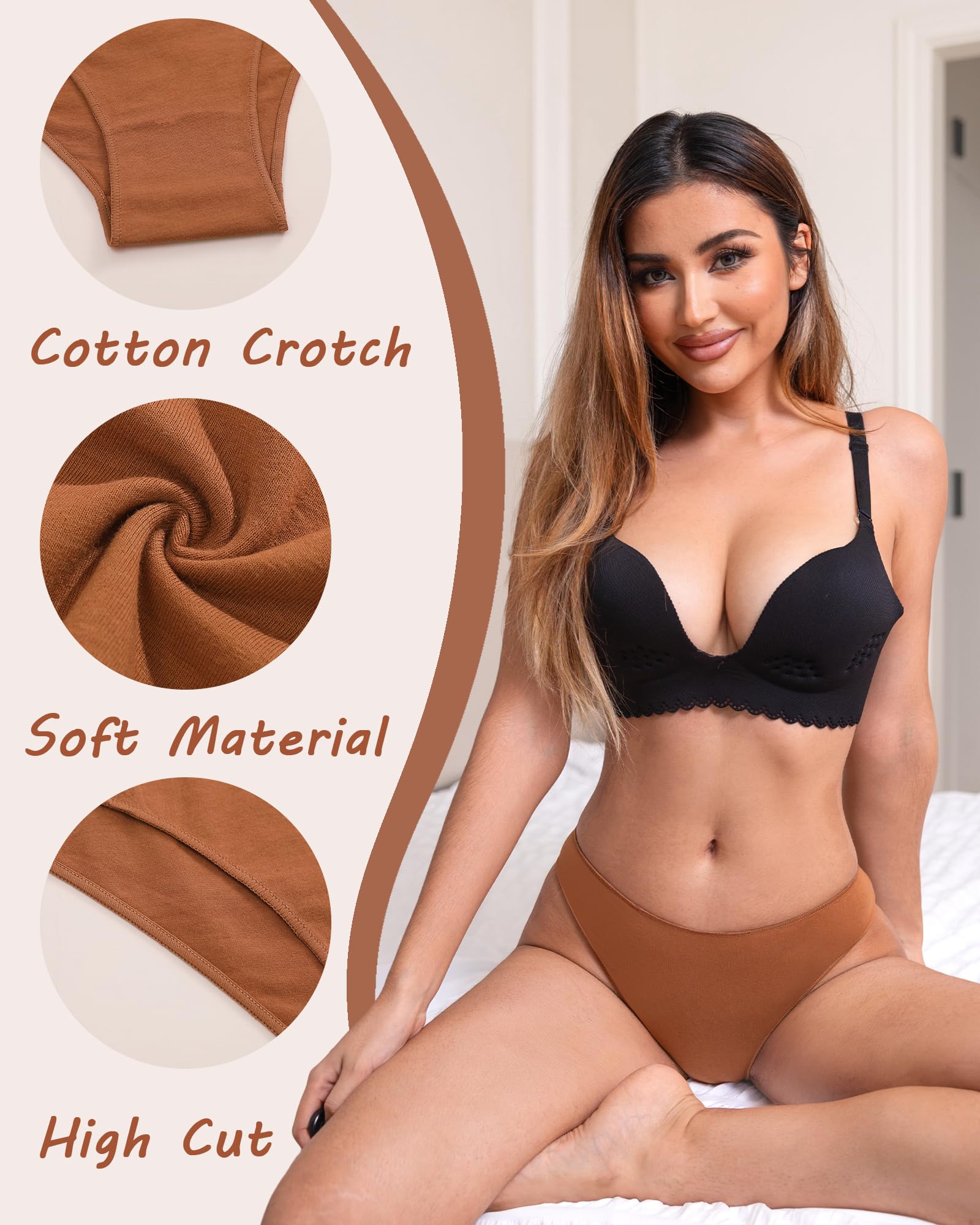 UNDER THE SEA Women's 6-Pack Cotton Bikini Underwear - Low Rise, High Cut, Breathable Cheeky Panties (Sizes S-XL) | Comfortable Daily Wear & Beach Outfits
