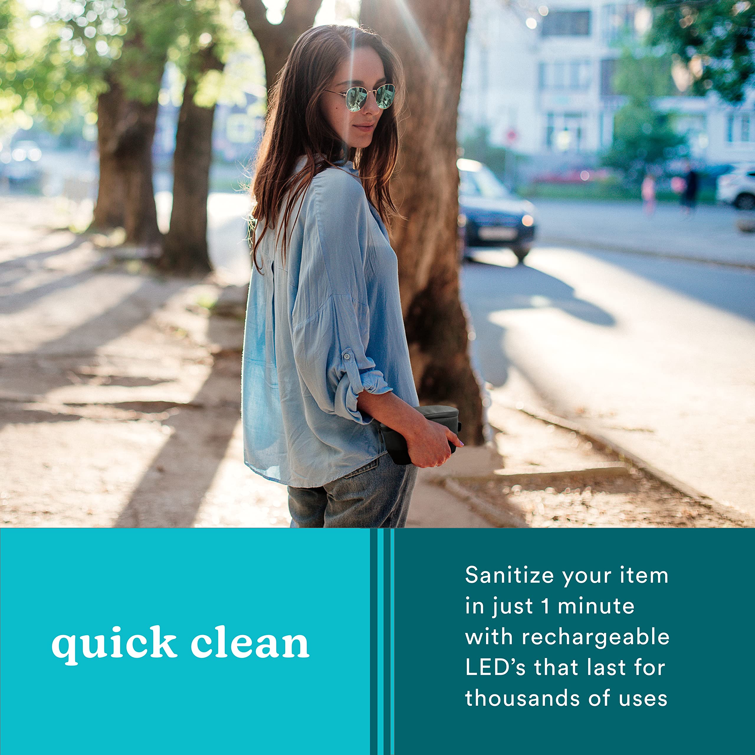 HoMedics UV-Clean Sanitizer Bag - Portable UV Sterilizer for Phone, Keys, Glasses, Bottles | Kills 99.9% of Germs & Bacteria | Perfect for Travel, Office, Gym & Home Use
