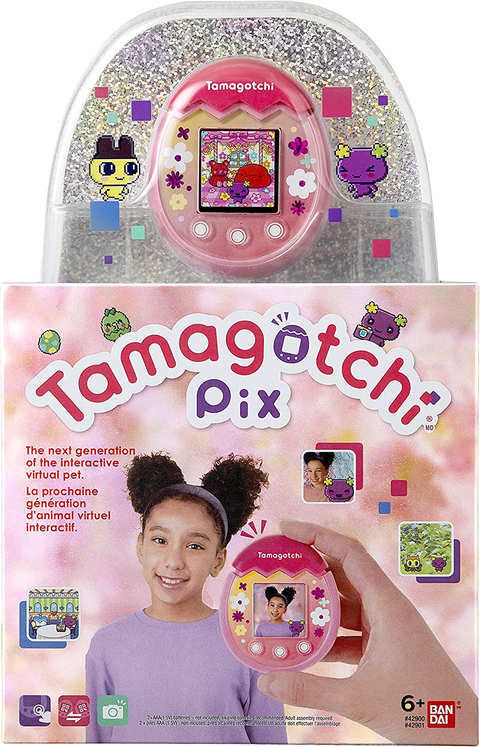 Tamagotchi Pix Virtual Pet - Floral Pink Edition | Interactive Digital Pet for Kids & Adults | Perfect for Gifts, Collectors & Nostalgic Gamers