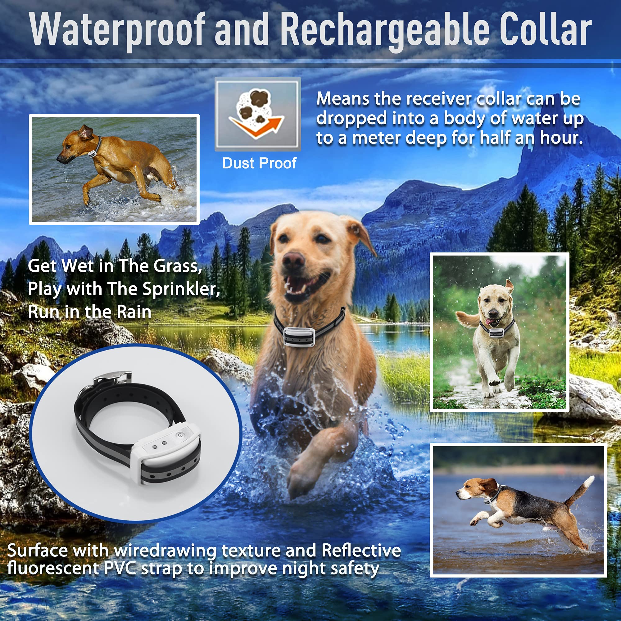 Electric Wireless Dog Fence System - Waterproof & Rechargeable Pet Containment for 2 Dogs | Boundary Control for Medium & Large Dogs | Indoor & Outdoor Use | Perfect for Backyards, Farms & Training (White)