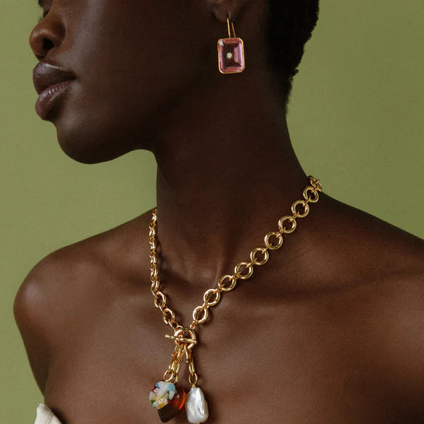 Elegant Pale Pink Tile Earrings for Women - Dainty Ceramic Jewelry for Everyday Wear & Special Occasions