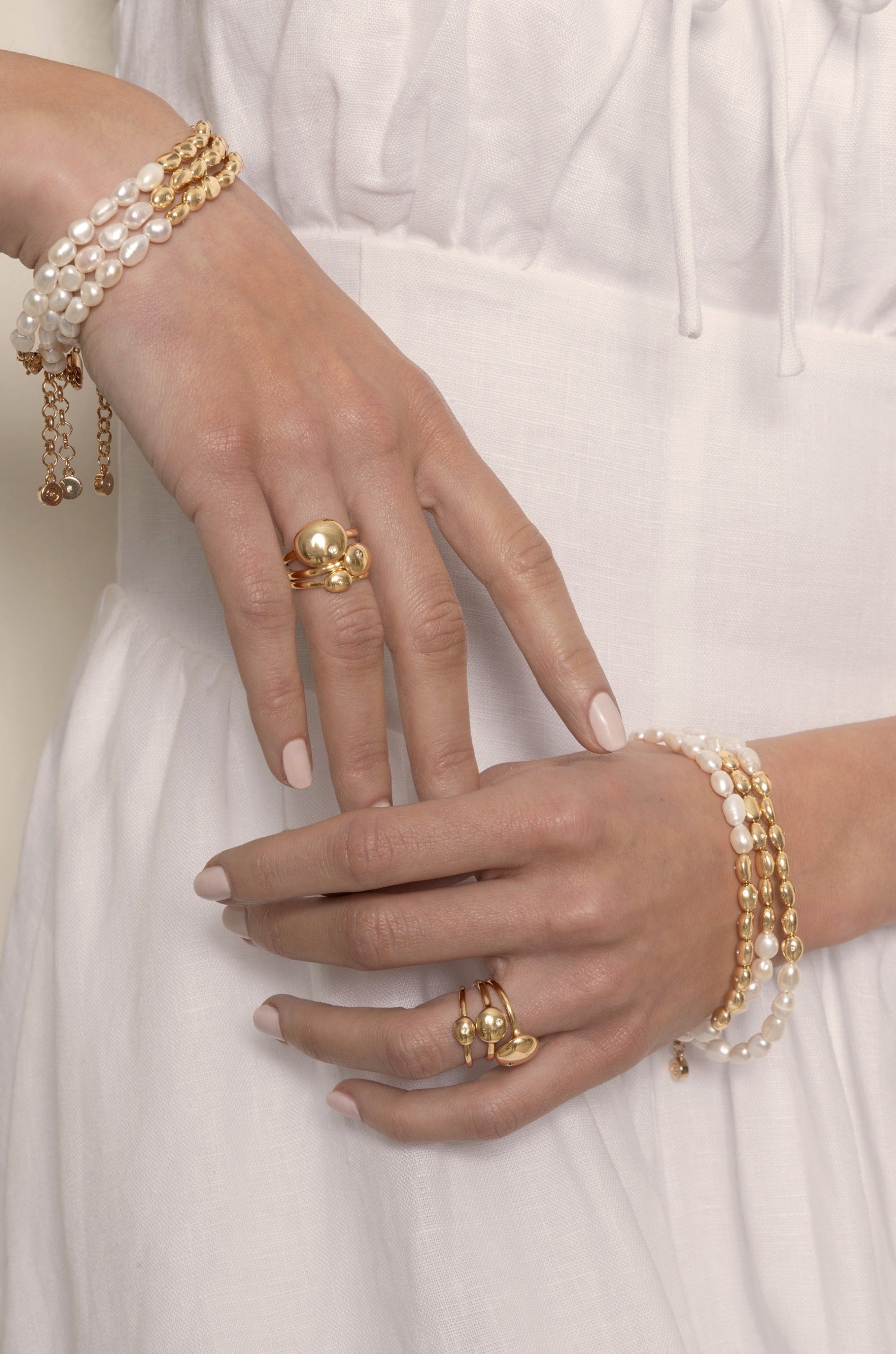 Elegant Freshwater Pearl & Polished Pebble Bracelet for Women – Perfect for Weddings, Parties & Everyday Wear