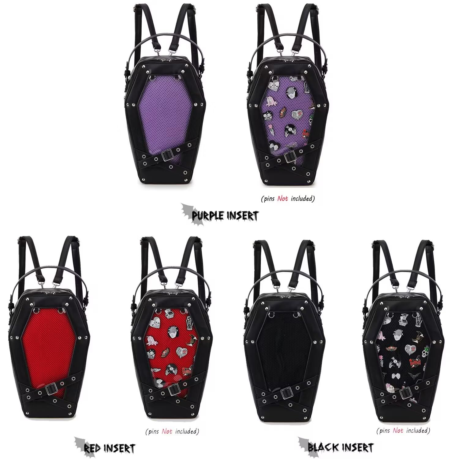 Gothic Coffin Shape Women's Fashion Purse & Handbag - Halloween Shoulder Bag & Backpack for Gothic Lovers | Perfect for Halloween Parties, Cosplay & Dark Aesthetic Outfits