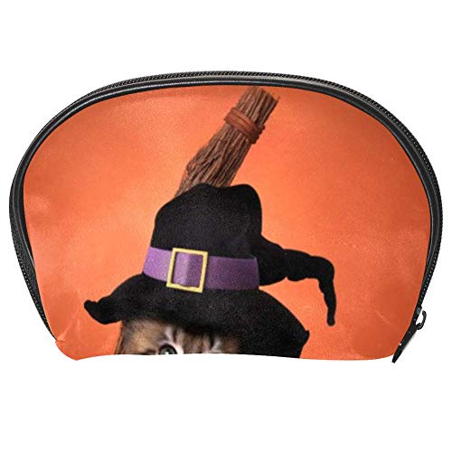 Funny Halloween Witch Cat Cosmetic Bag for Women - Waterproof Makeup Organizer with Zipper, Travel Toiletry Case & Storage Pouch - Perfect for Halloween Parties, Travel Essentials & Daily Beauty Organization