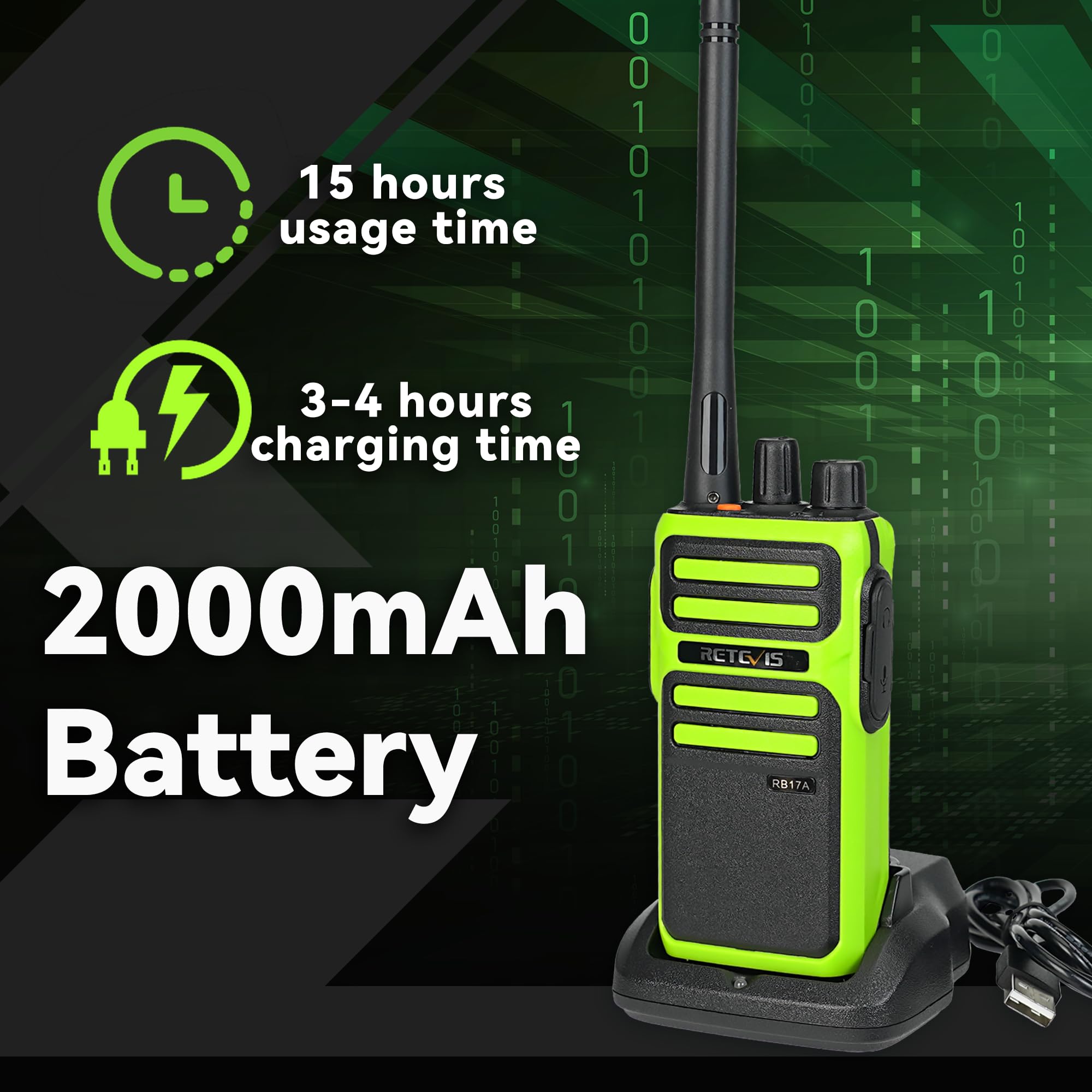 Retevis RB17A 5W Long Range Walkie Talkies - 30 Channel GMRS Business Radios with Repeater Capability, 350,000 Sq Ft Coverage for Warehouse, Construction & School Use (10 Pack) - Ideal for Team Communication in Large Facilities and Outdoor Work Sites