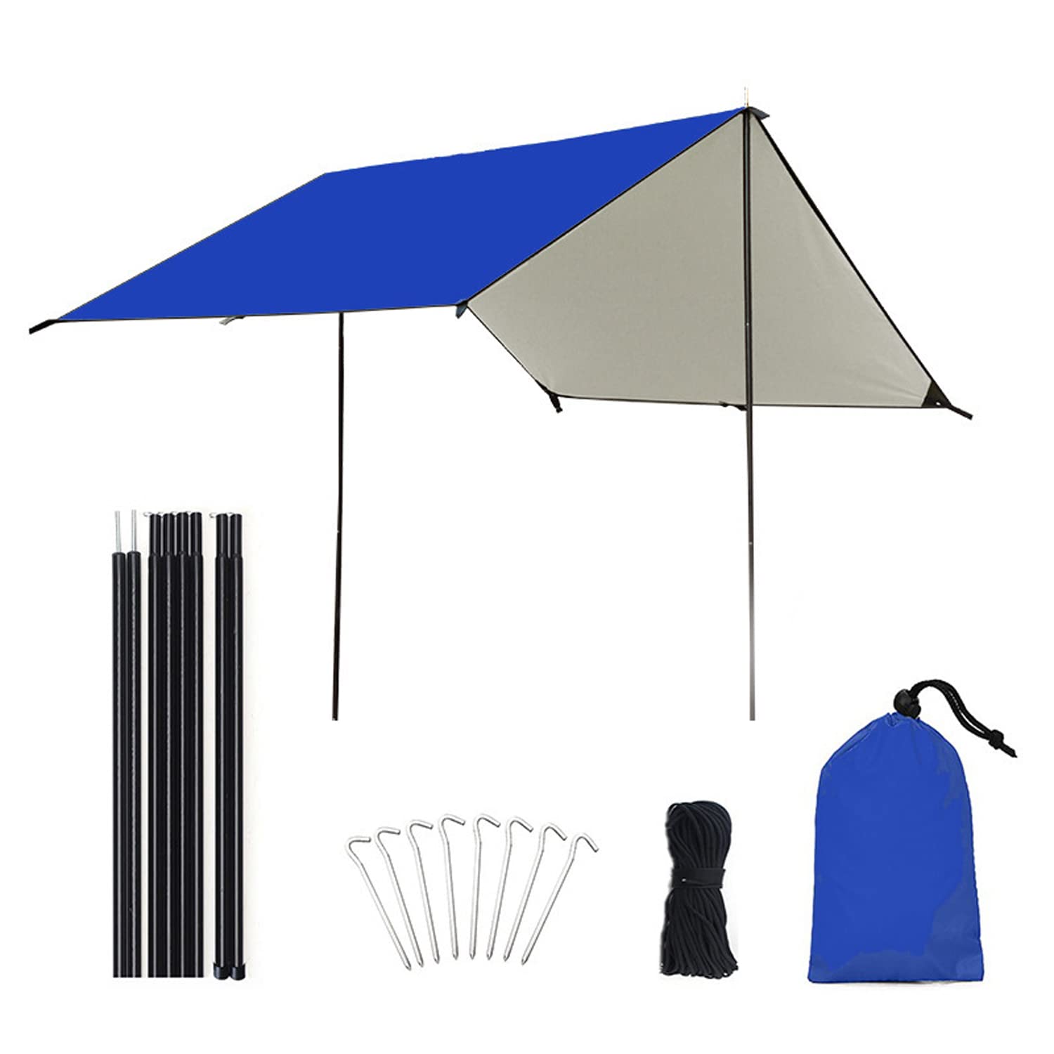 Premium Waterproof Camping Tent Tarp with UV Protection - Lightweight Shelter for Backpacking, Hiking & Hammock - Easy Setup Outdoor Canopy (Blue, Small) | Perfect for Camping Trips, Beach Outings & Backyard Adventures