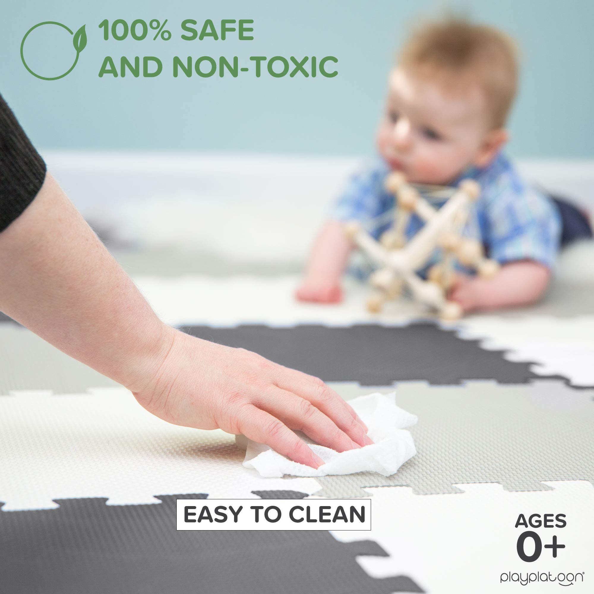 Non-Toxic Foam Puzzle Floor Mat for Toddlers, Kids & Adults - Extra Thick & Cushiony Play & Exercise Mat - 36 Interlocking Tiles (12
