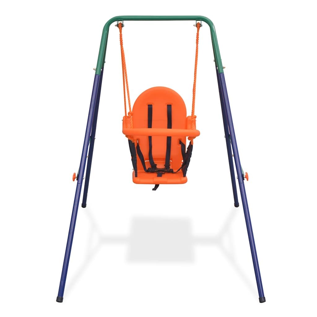 Safe & Fun Orange Toddler Swing Set with Adjustable Safety Harness - Perfect for Backyards, Parks & Indoor Play Areas