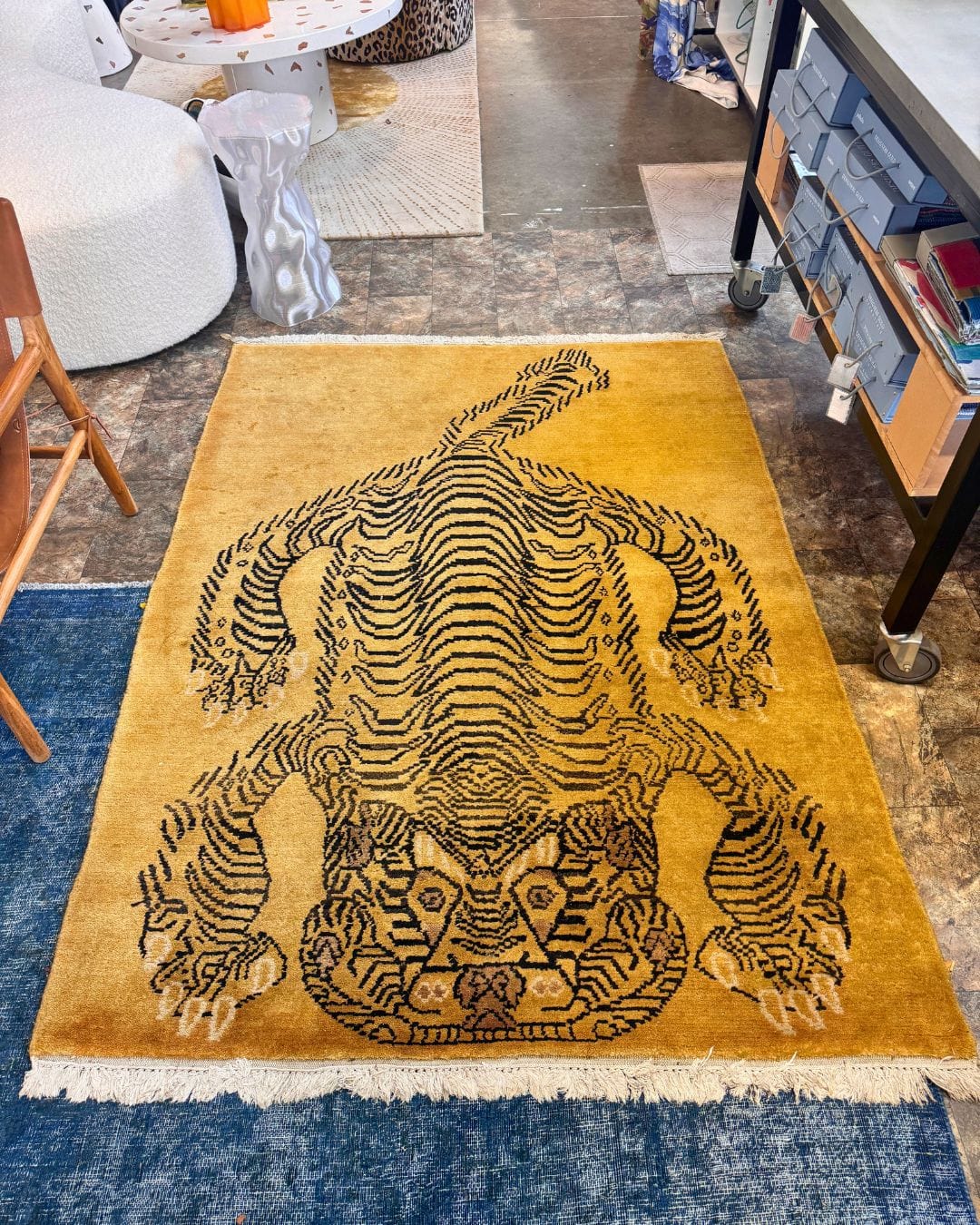 Authentic Handmade Tibetan Tiger Rug - Vintage Home Decor for Living Room, Bedroom & Meditation Space
