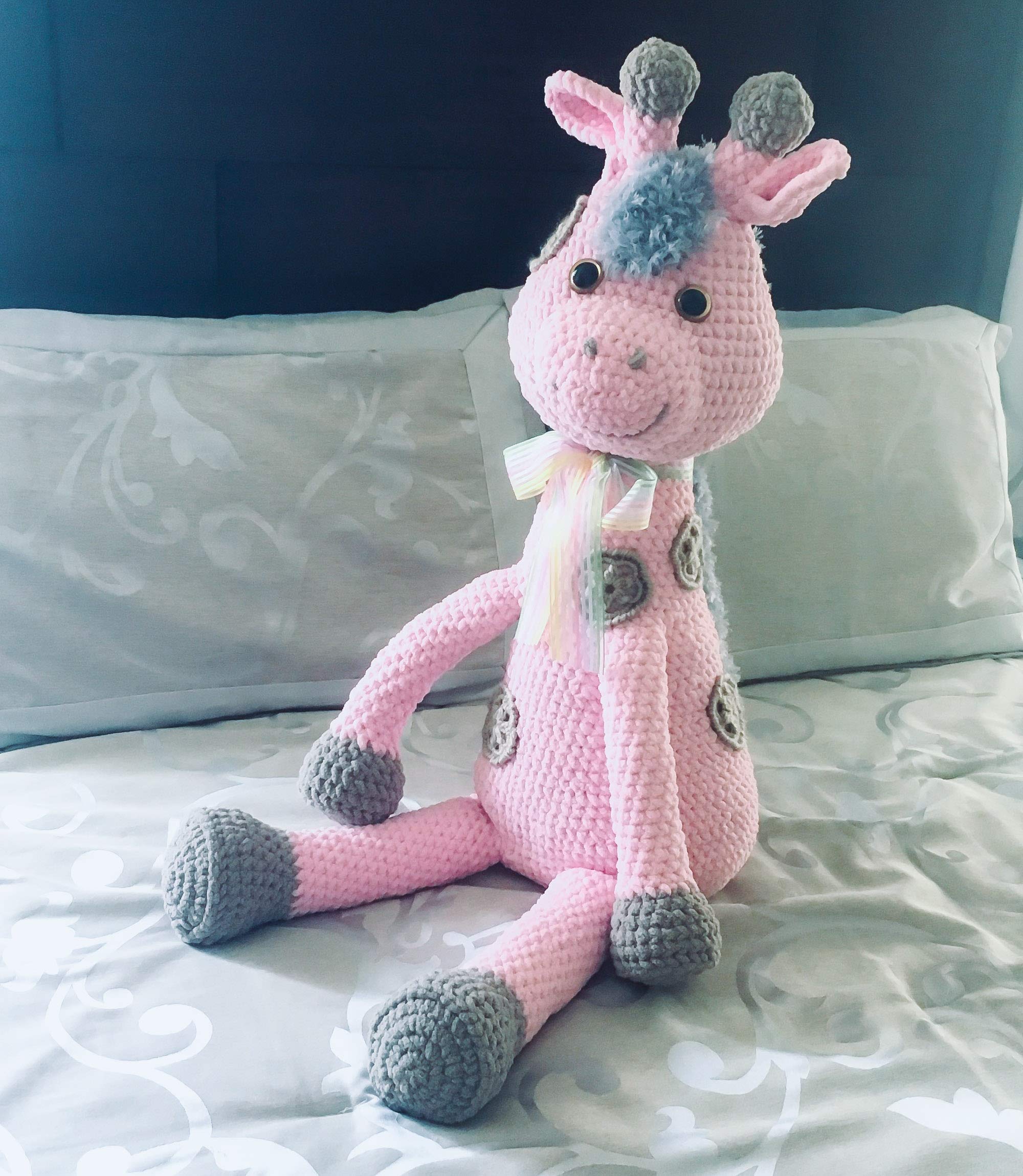 Handmade Crocheted Giraffe Plush Toy - Large Stuffed Amigurumi Animal for Nursery Decor, Baby Shower Gift & Kids Room Decoration
