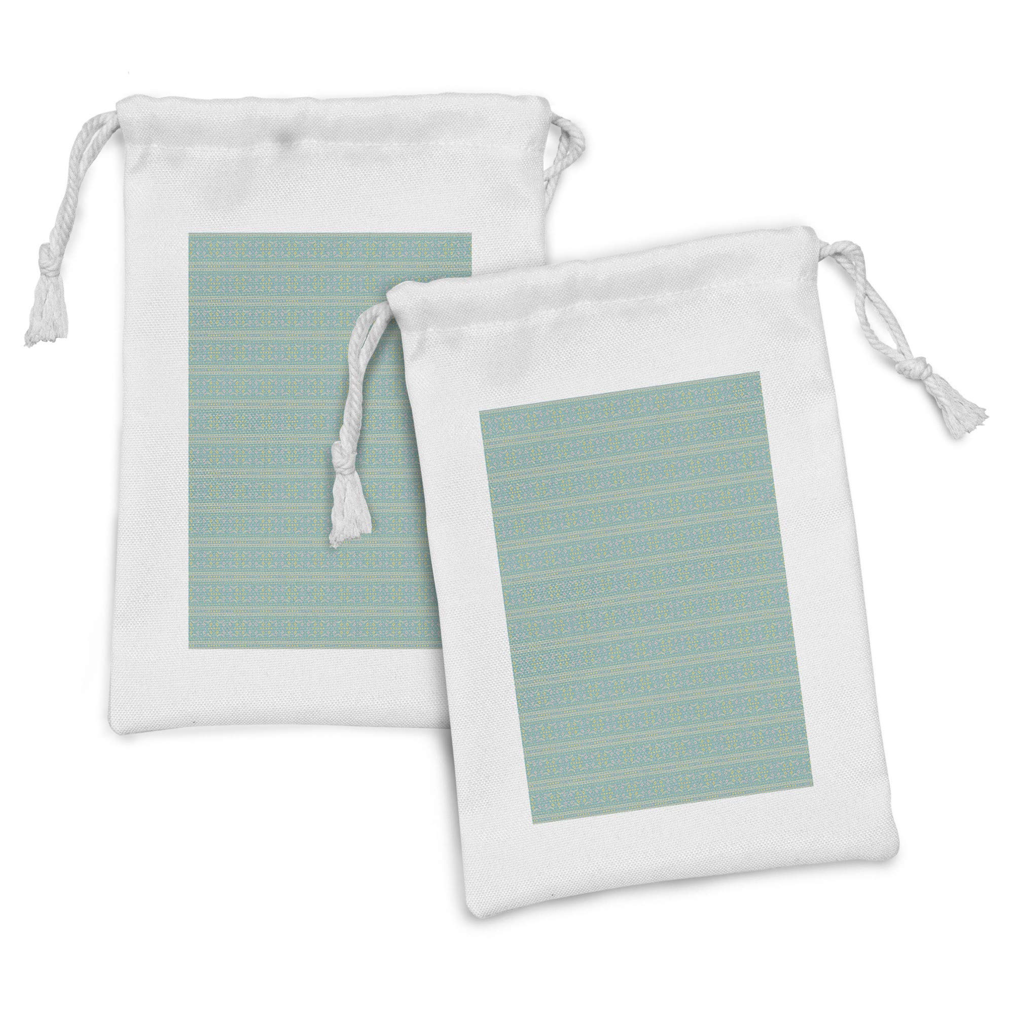 Ambesonne Geometric Fabric Pouch Set of 2 - Pastel Retro Disco Themed Drawstring Bags for Toiletries, Makeup, Jewelry & Travel Accessories (9