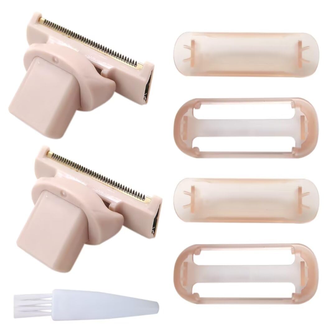 2Pcs Rose Gold Razor Replacement Heads for Flawless Nu Razor & Finishing Touch Razor - Women's Body Hair Remover Blades with Protective Covers | Smooth Skin for Legs, Underarms & Bikini Line