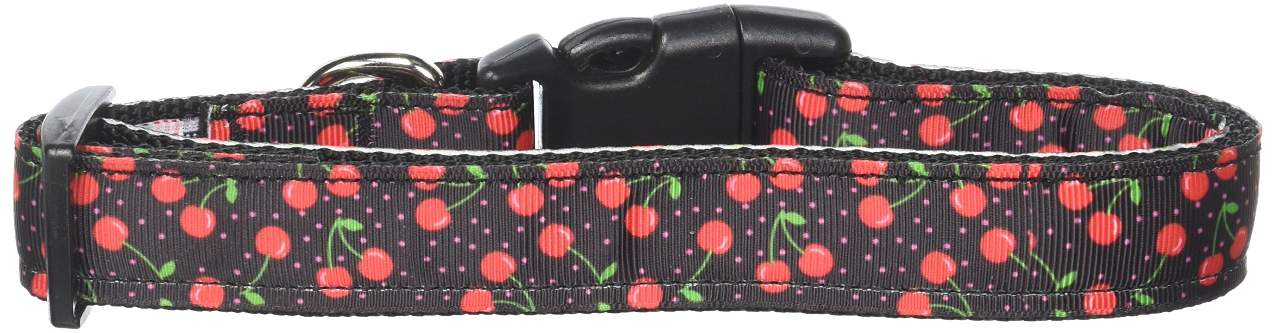 Premium Nylon Dog & Cat Collar and Leash Set - Black Cherry Pattern, Adjustable Size for Medium to Large Pets - Perfect for Walks, Training & Outdoor Adventures
