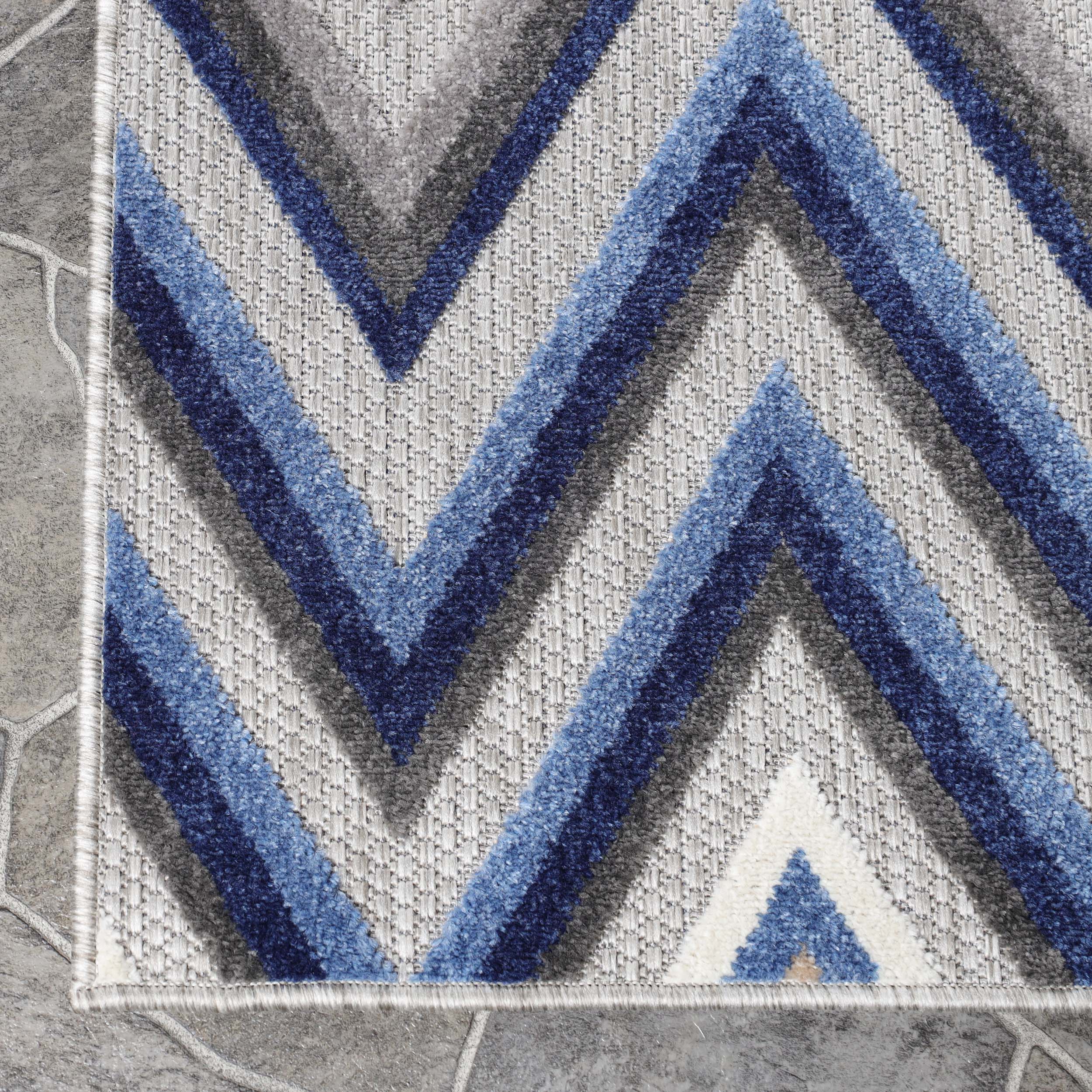 Acacia Geometric Zigzag Modern Indoor/Outdoor Area Rug or Runner - Non-Slip Boho Chic Carpet for Living Room, Bedroom, Patio & Hallway Decor